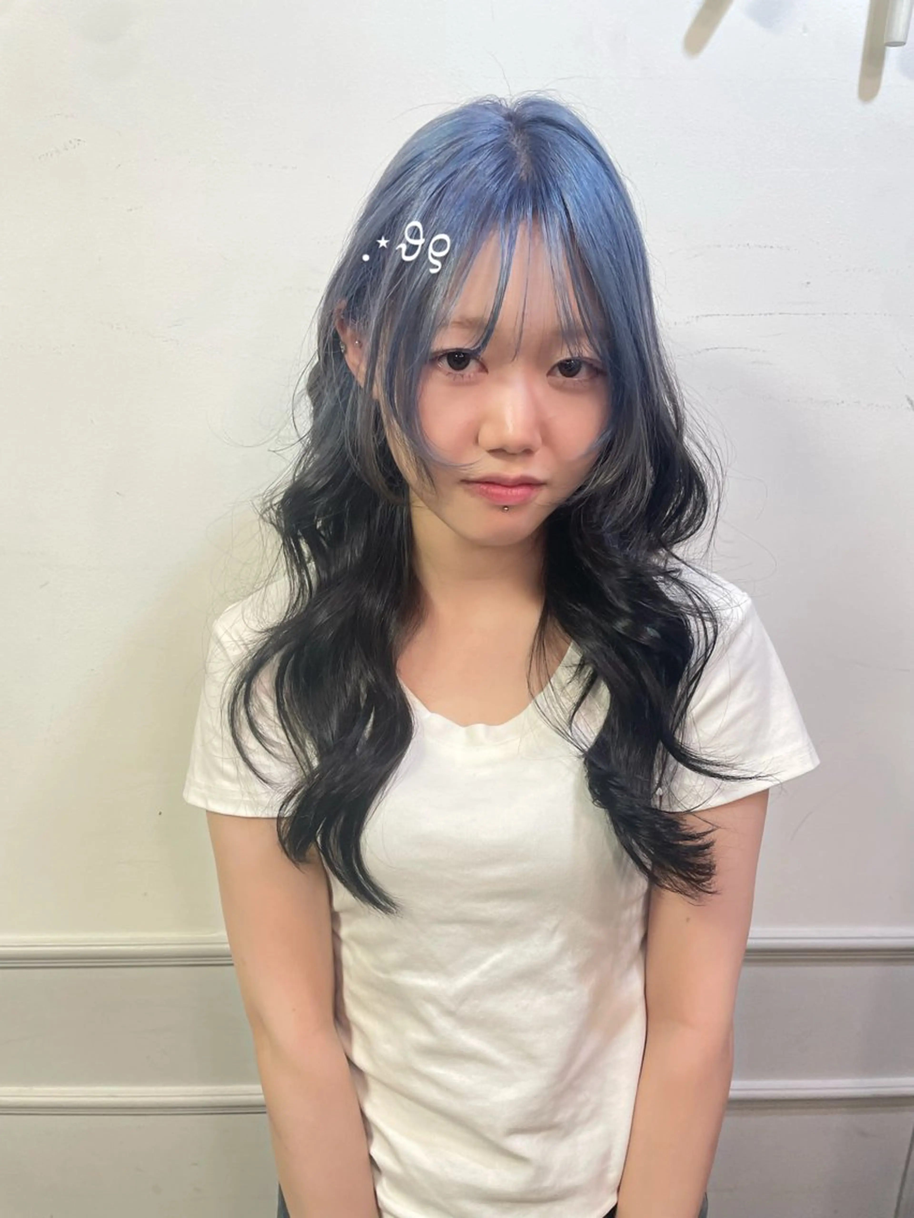 ロング カラー ブルーカラー デザインカラー 似合わせカット ヘアカラー 🫧ハネエクステ Mitsuki🫧のヘアスタイル