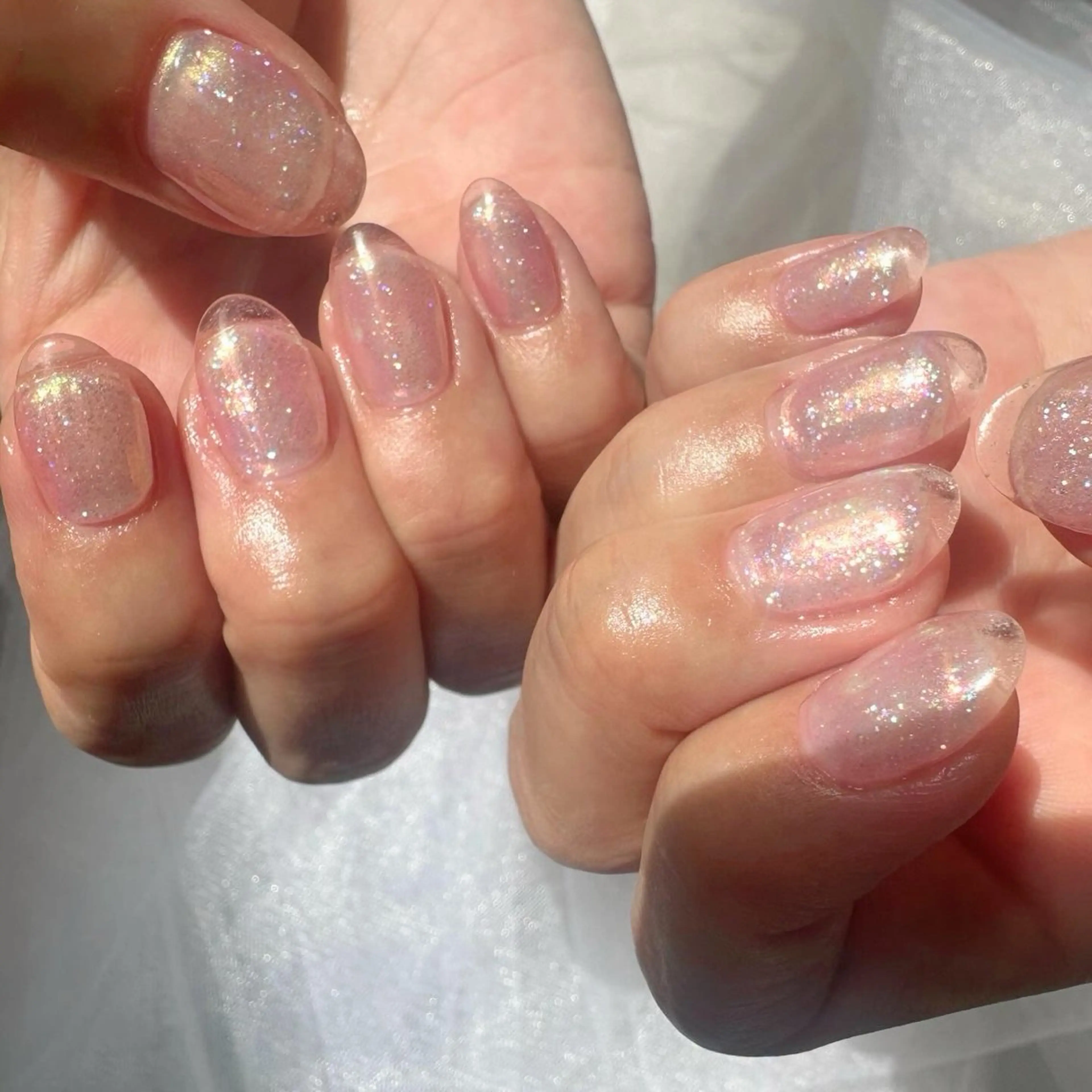 ネイル オーロラネイル クリアネイル フレンチネイル 氷ネイル・うるうるネイル 韓国ネイル 🪞KAPE NAIL 🪞のネイルデザイン