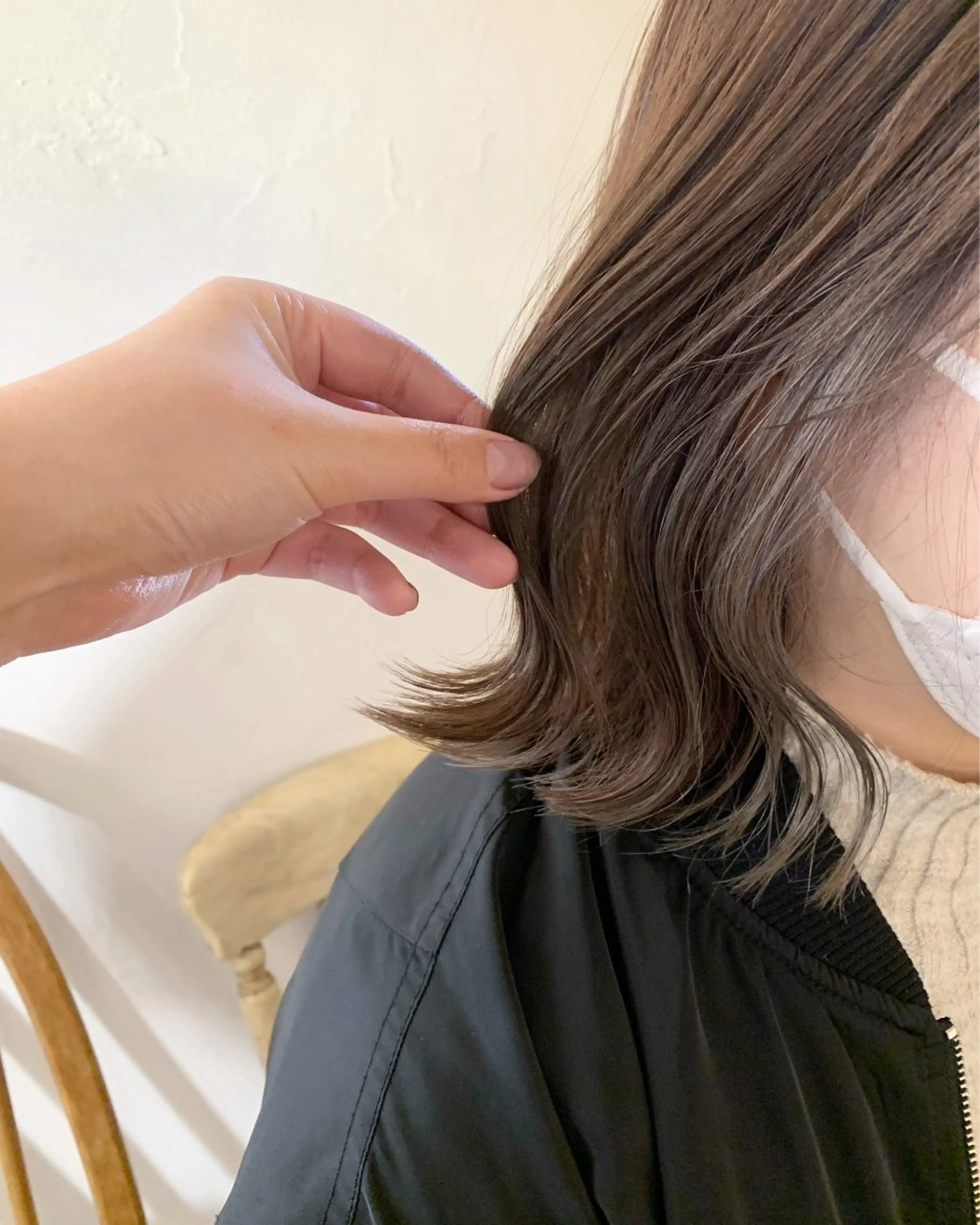 ミディアム カラー ミディアムパーマ ハイライトカラー インナーカラー ハイライト 髪質改善 カット ヘアカラー トリートメント 透明感カラー/ボブ /佐藤伶のヘアスタイル