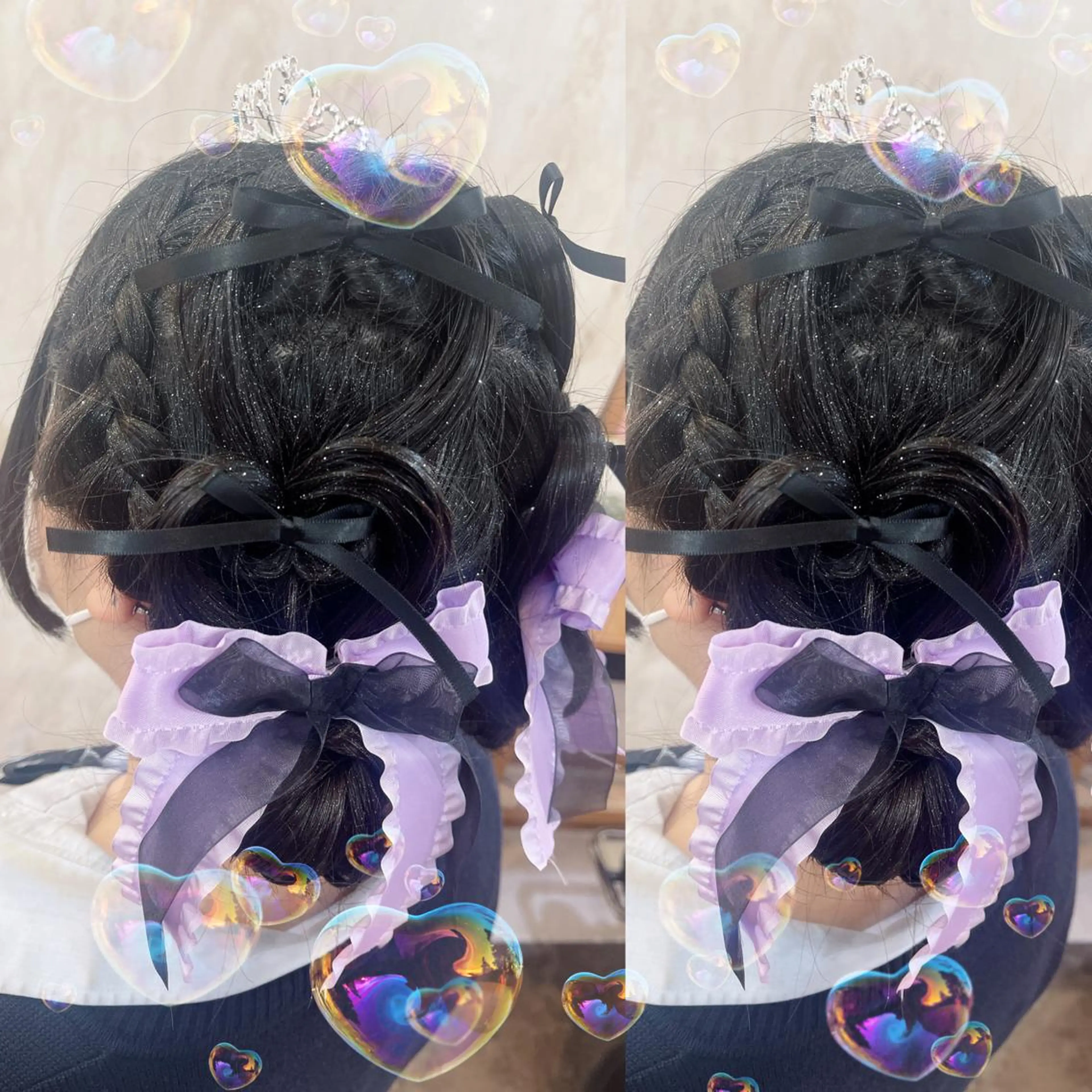 ヘアアレンジ 結婚式・ブライダル シールエクステ エクステ 卒業式のヘアスタイル ウルフカット ヘアセット 🦋ami/浦和 ブリーチカラー🦋のヘアスタイル