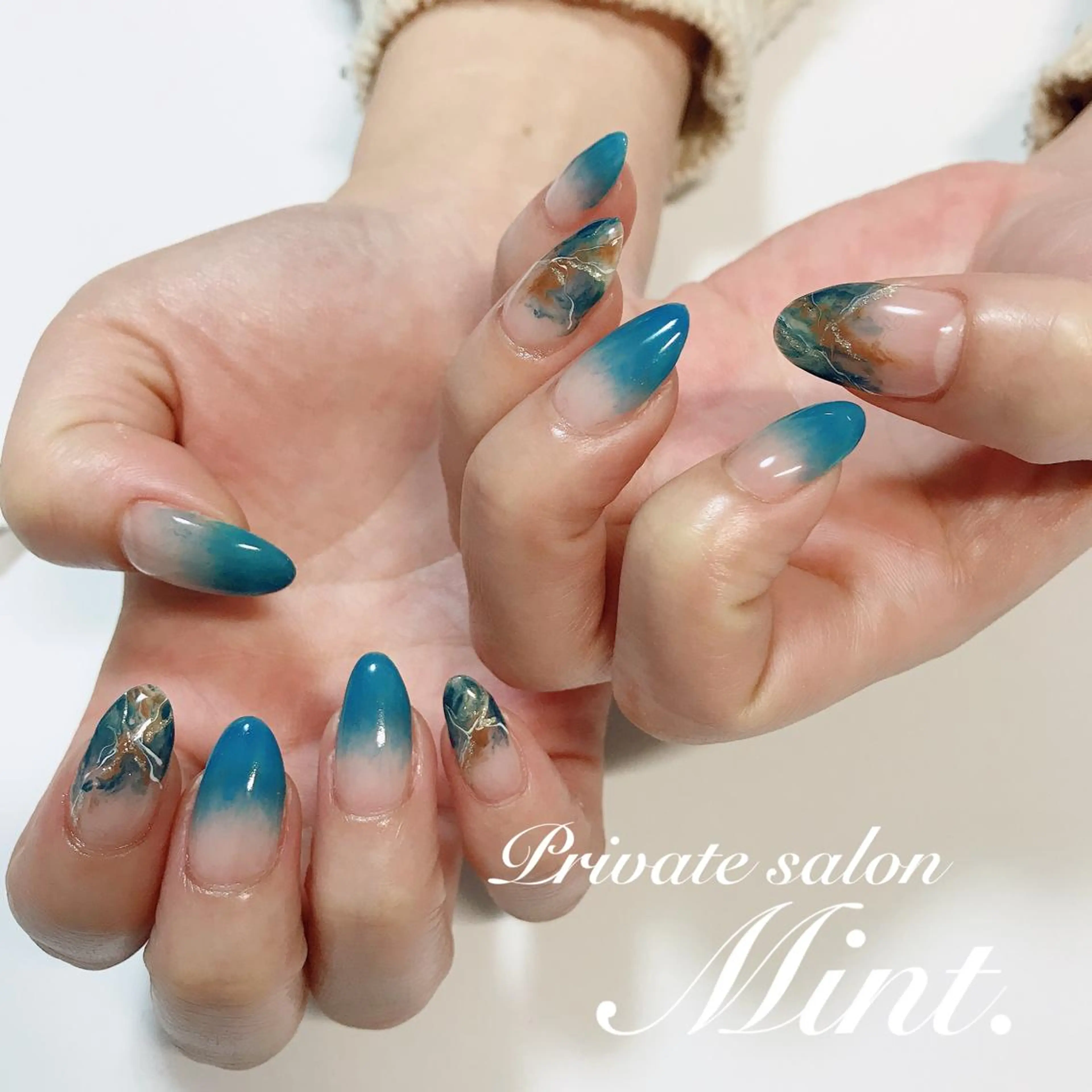 ロング ネイル ジェルネイル ハンドネイル Mint. nailのネイルデザイン