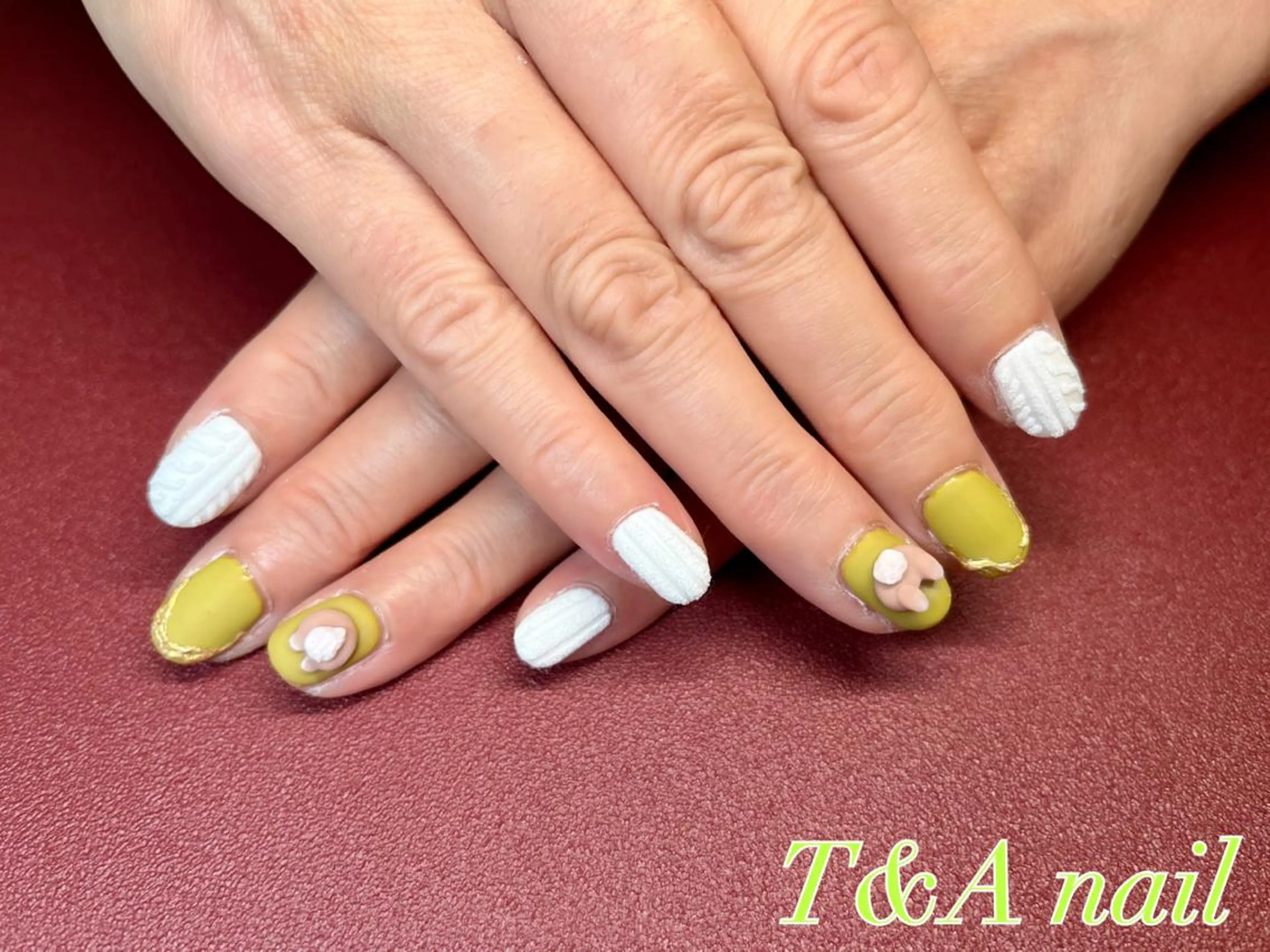 ミディアム ネイル 長さ出し ジェルネイル マットネイル ニュアンスネイル スカルプネイル ハンドネイル T&A nailのネイルデザイン