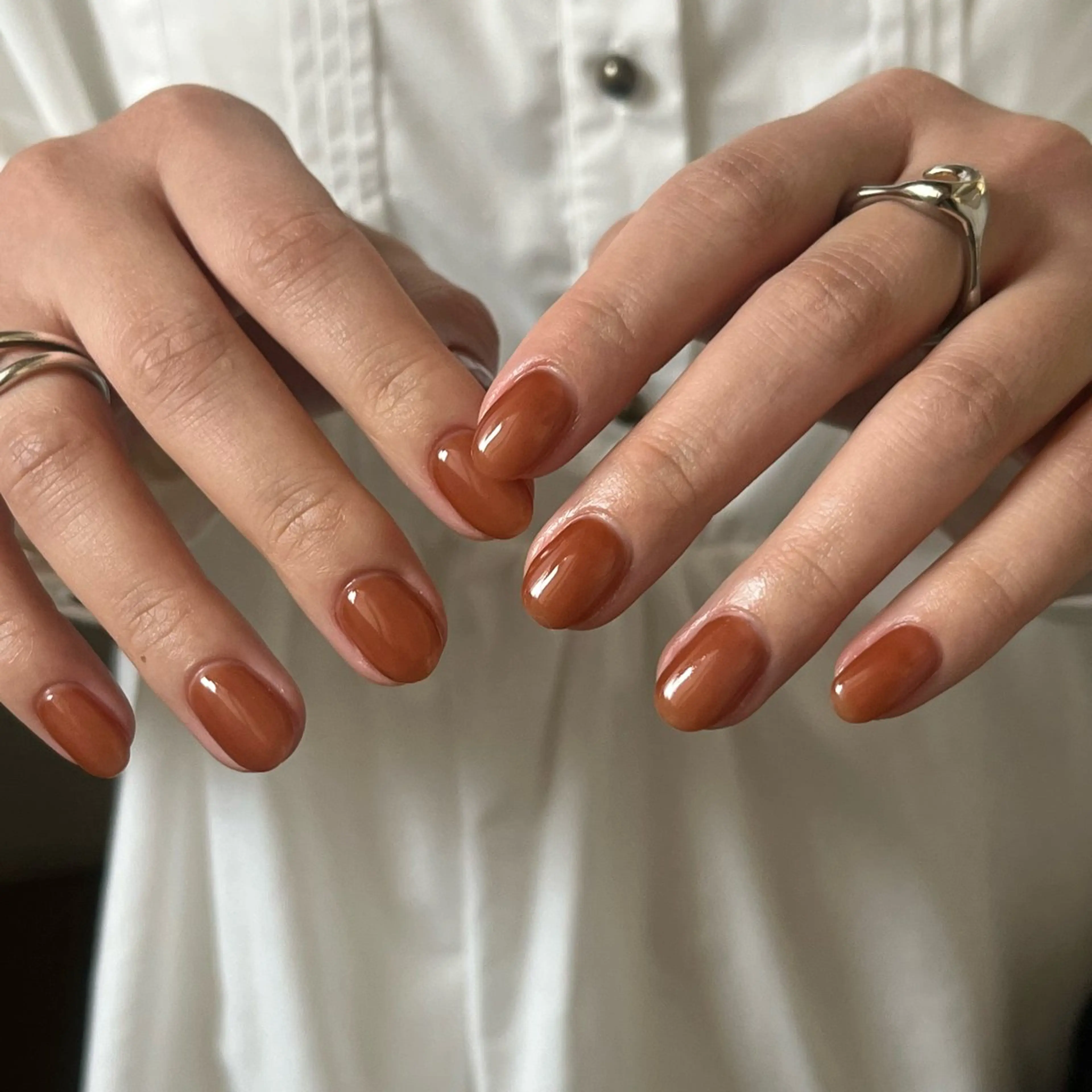 ネイル ブラウン グリーン ハンドネイル nail salon O (en)所属・vegh. nail／阿波座のネイルデザイン