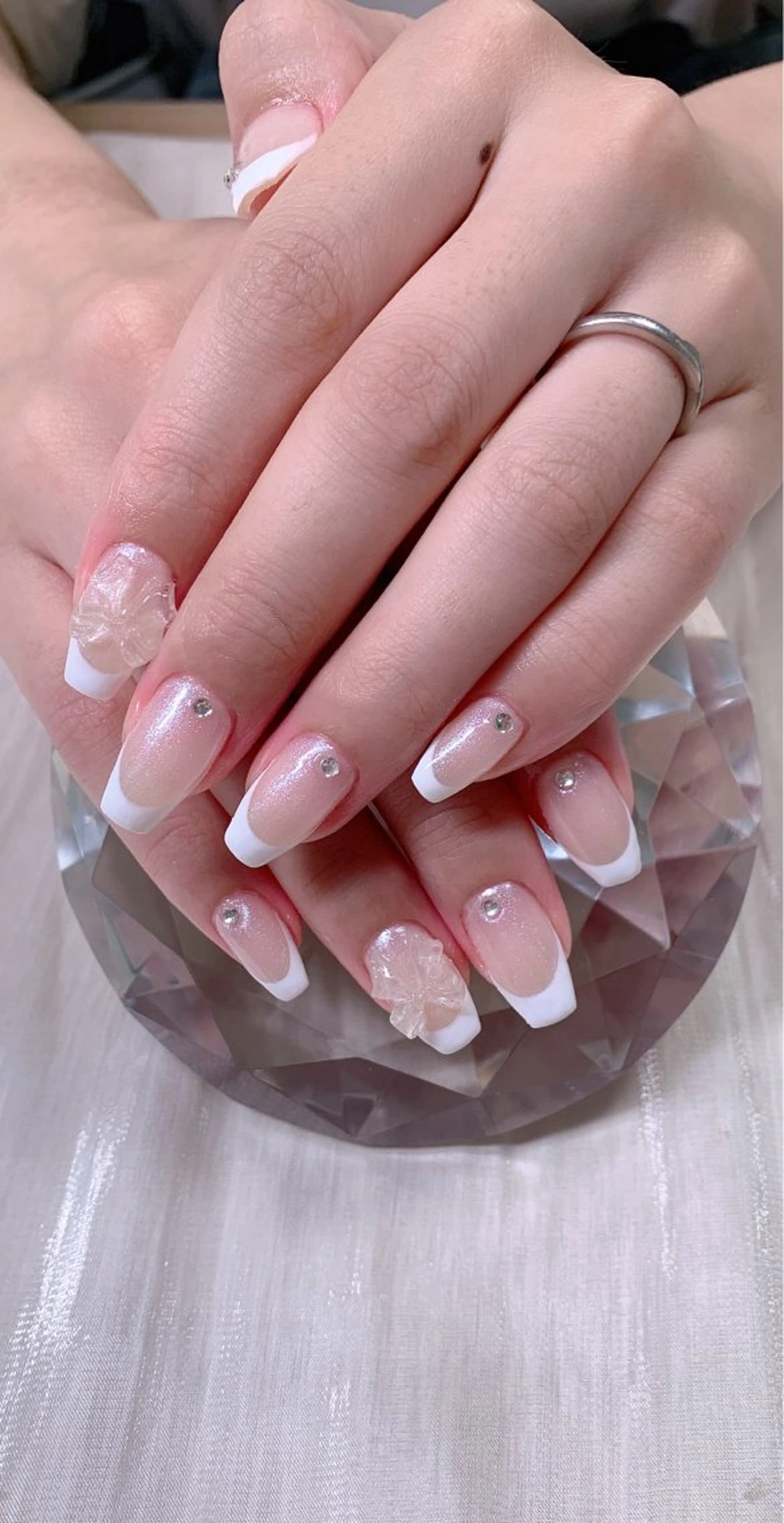 ネイル クリアネイル フレンチネイル リボン 夏ネイル Cute Tips nailのネイルデザイン