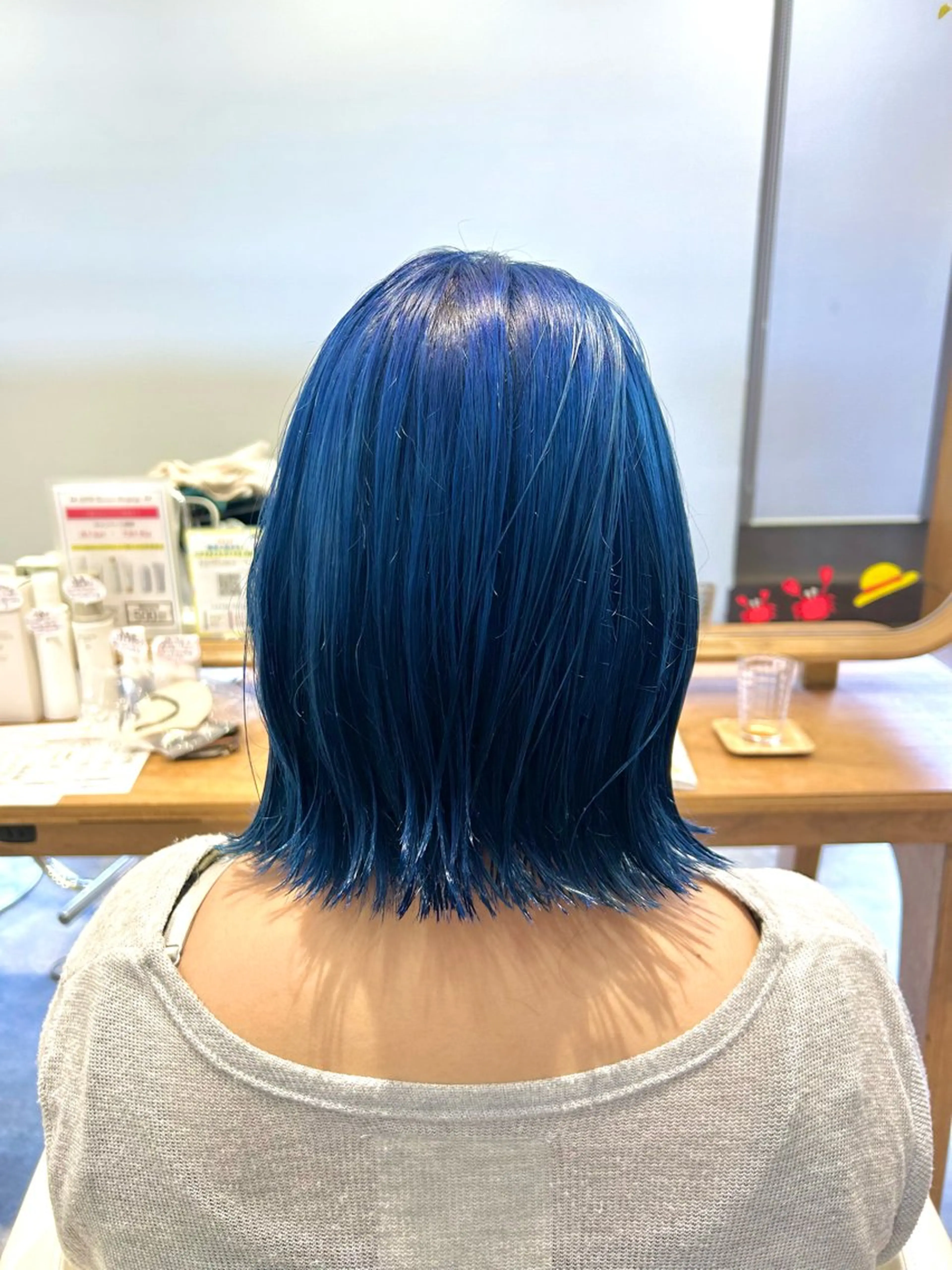 ミディアム カラー ミディアムパーマ ブルーカラー ボブ カット ヘアカラー fulam所属・佐藤悠生/郡山 メンズパーマ.カットのヘアスタイル