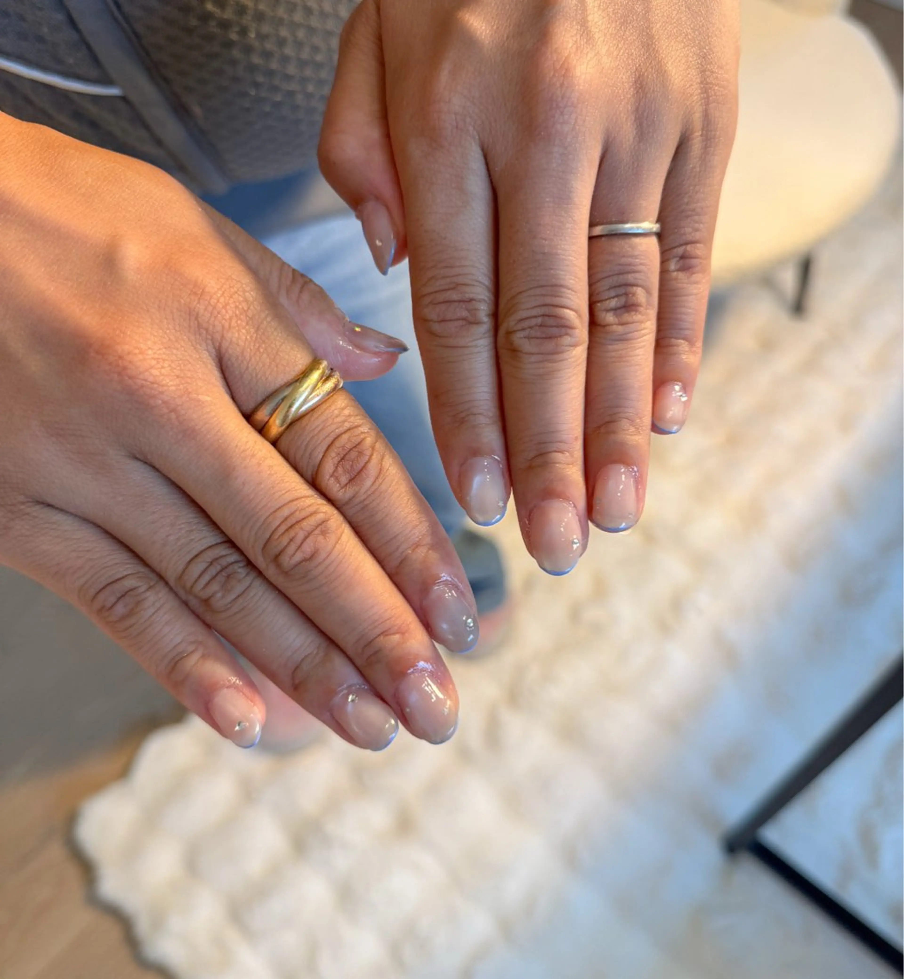 ネイル フレンチネイル 水色 マグネットネイル シンプルネイル 夏ネイル ハンドネイル nail salon Estelleのネイルデザイン