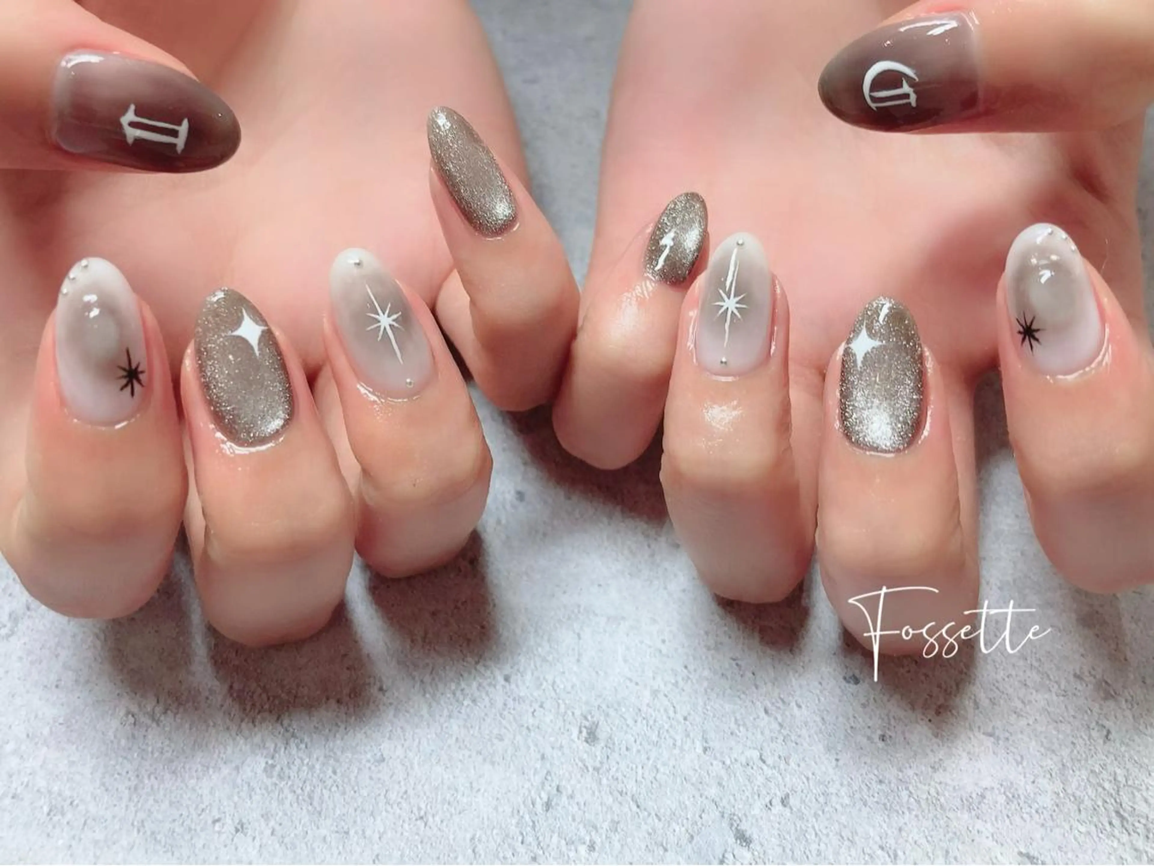 ネイル キラキラネイル 韓国ネイル マグネットネイル ぷっくりネイル nailsalon Fossetteのネイルデザイン