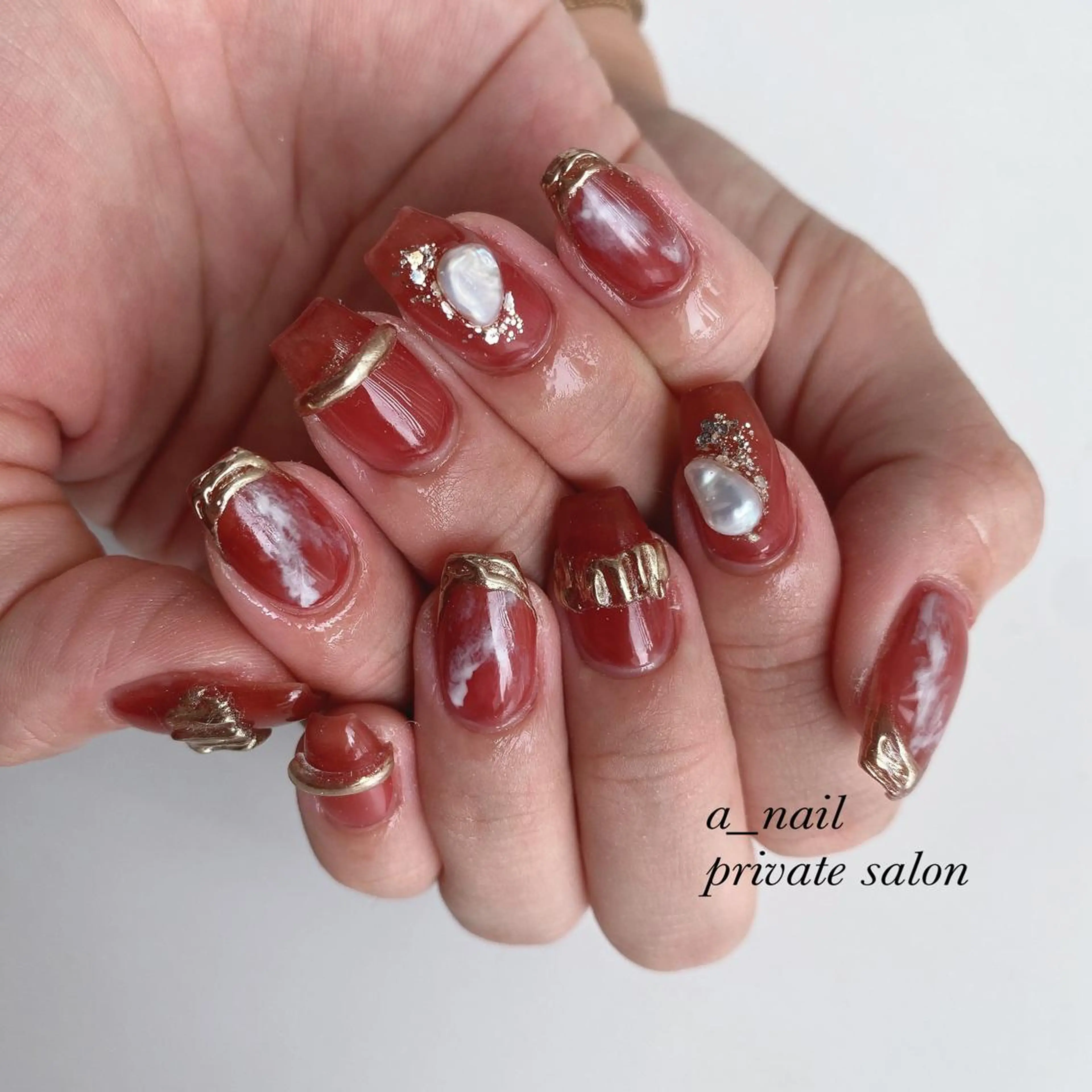 ネイル アニマル柄 フレンチネイル ジェルネイル 氷ネイル・うるうるネイル レース 菅 恵奈のネイルデザイン