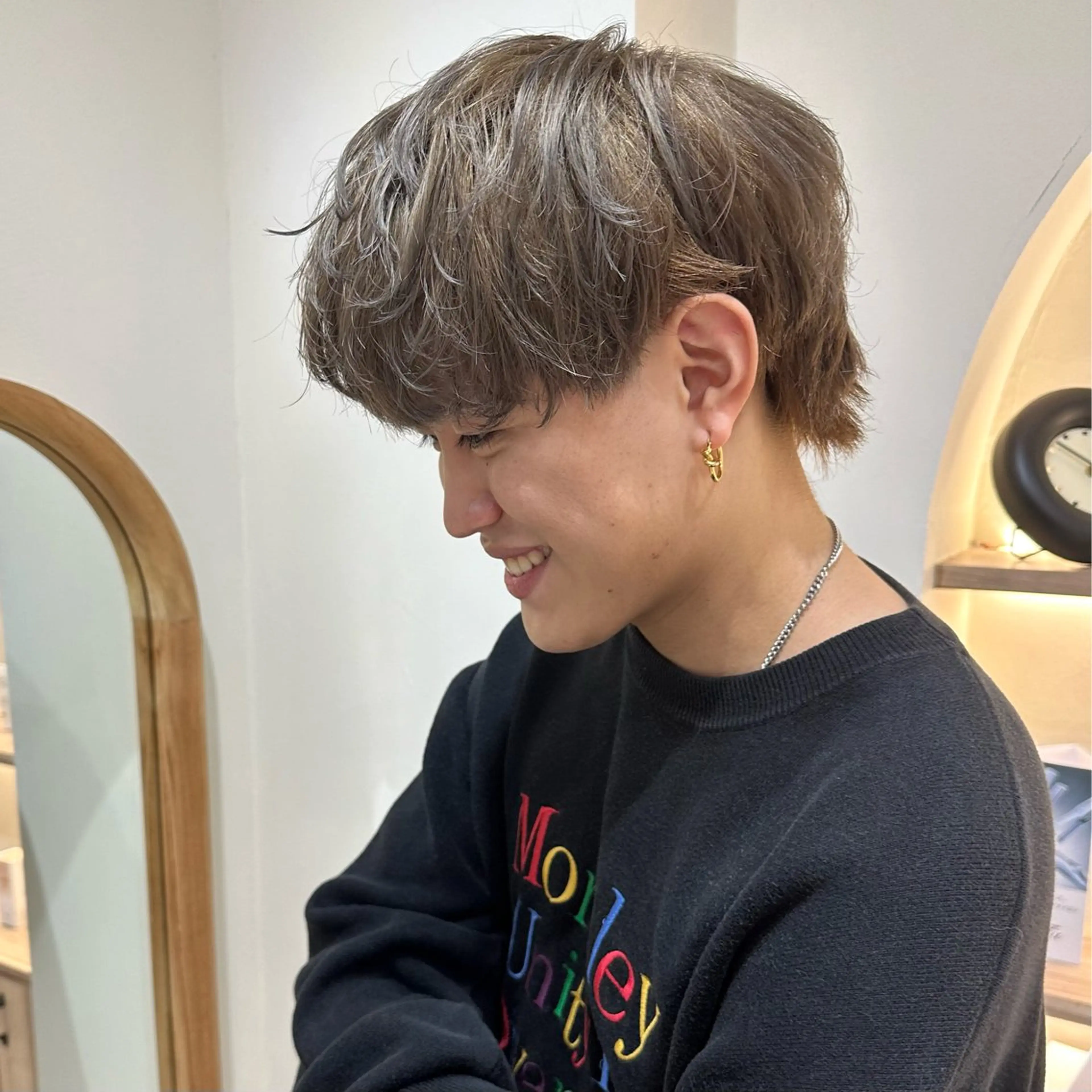 メンズ メンズブリーチ 赤み消し/オリーブ カーキ/福田れんのヘアスタイル