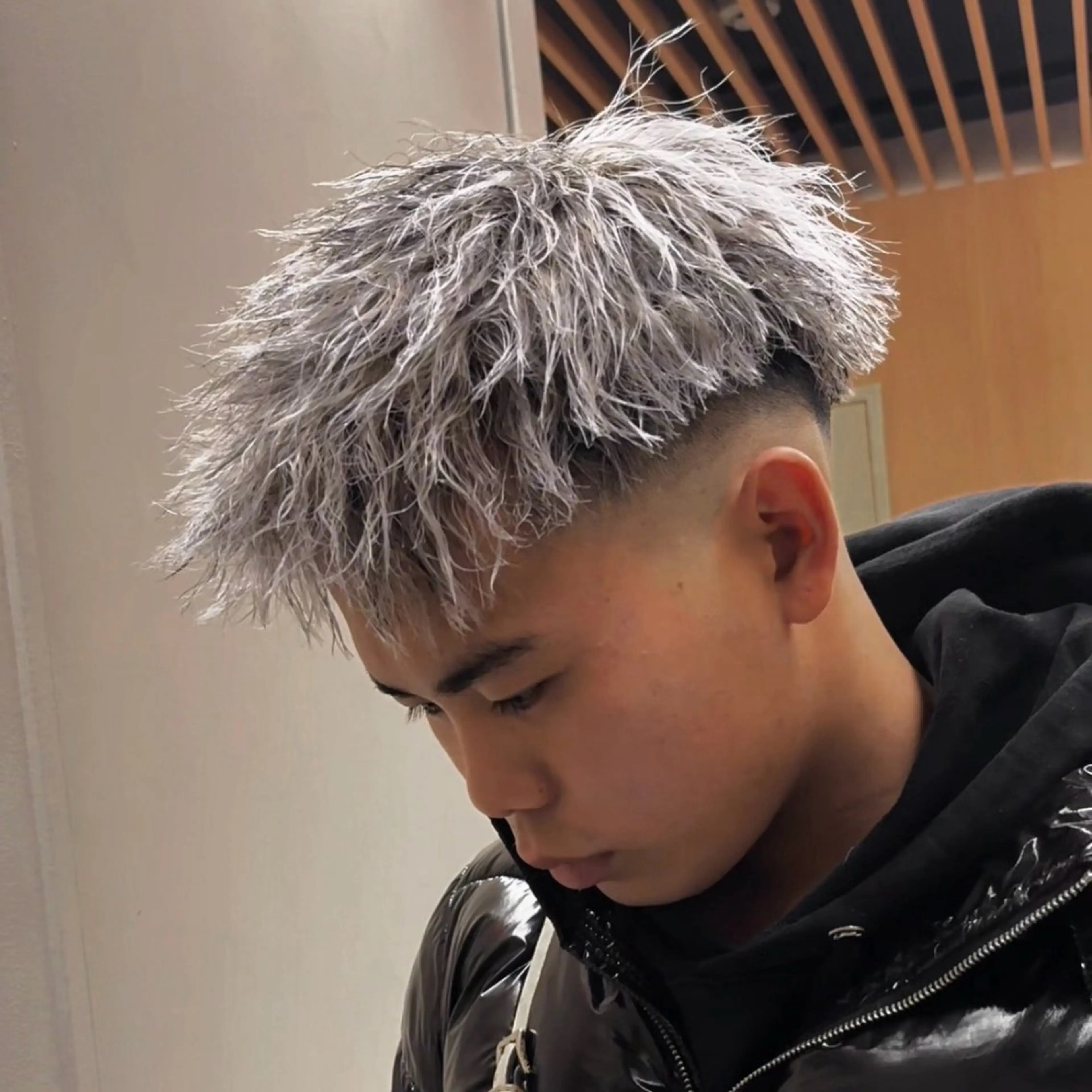 カラー パーマ メンズ 💋ホワイトメッシュ /パーマ/メンズ💋のヘアスタイル