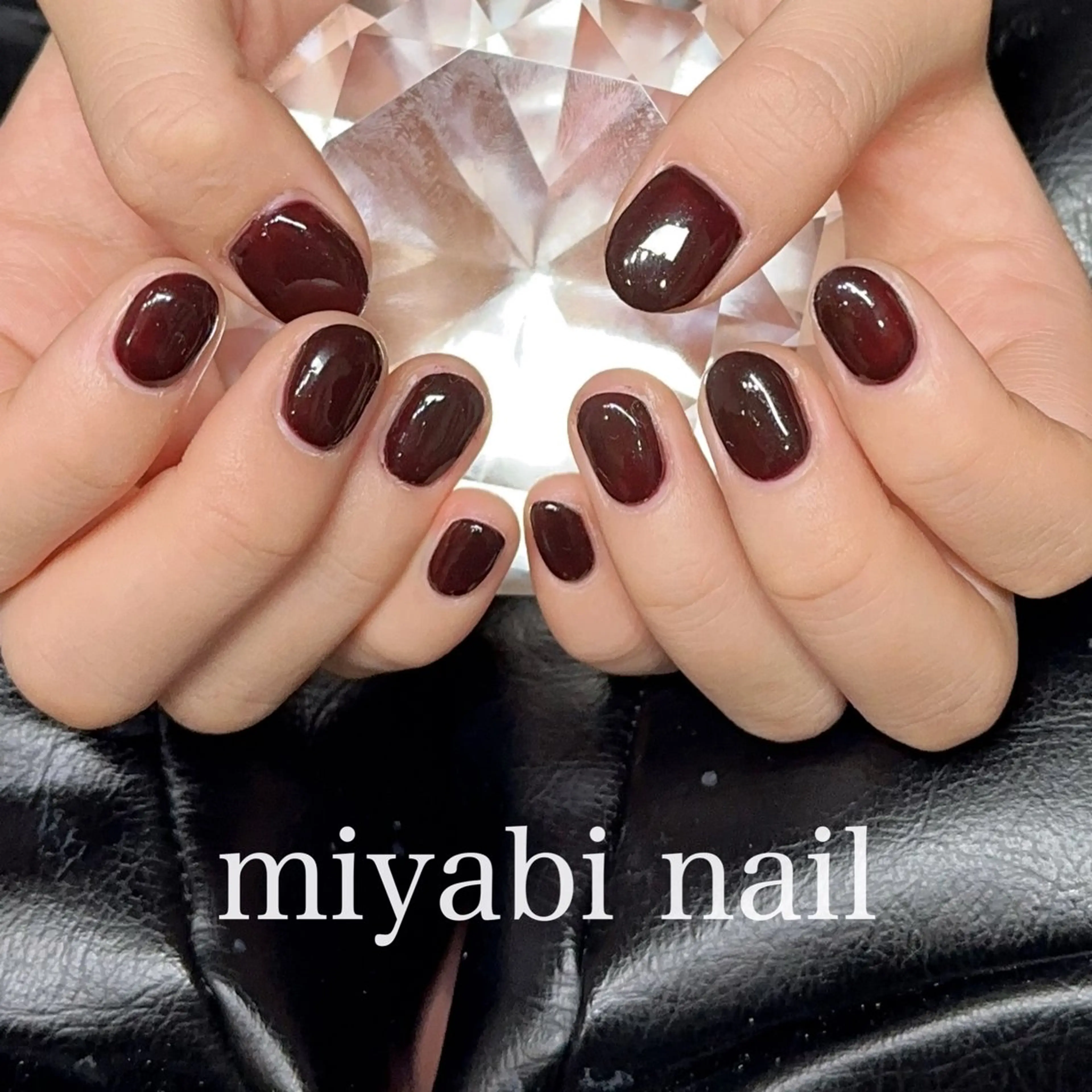 ネイル ボルドー ジェルネイル 持ち込み ワンカラーネイル シンプルネイル ハンドネイル miyabi nail 桂川駅近くのネイルデザイン