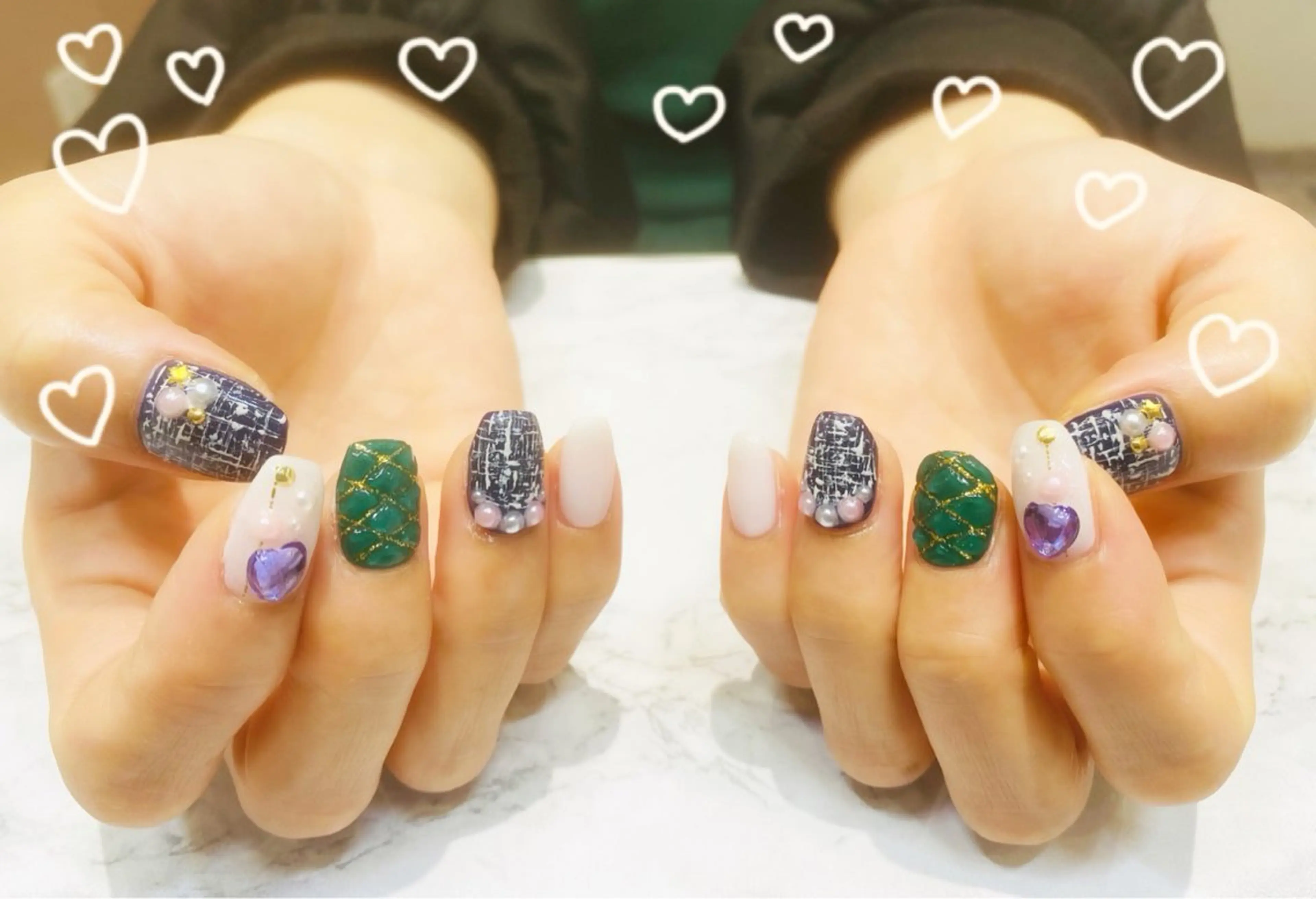ネイル ツイードネイル 冬ネイル ハンドネイル ネイルサロン nail_upのネイルデザイン