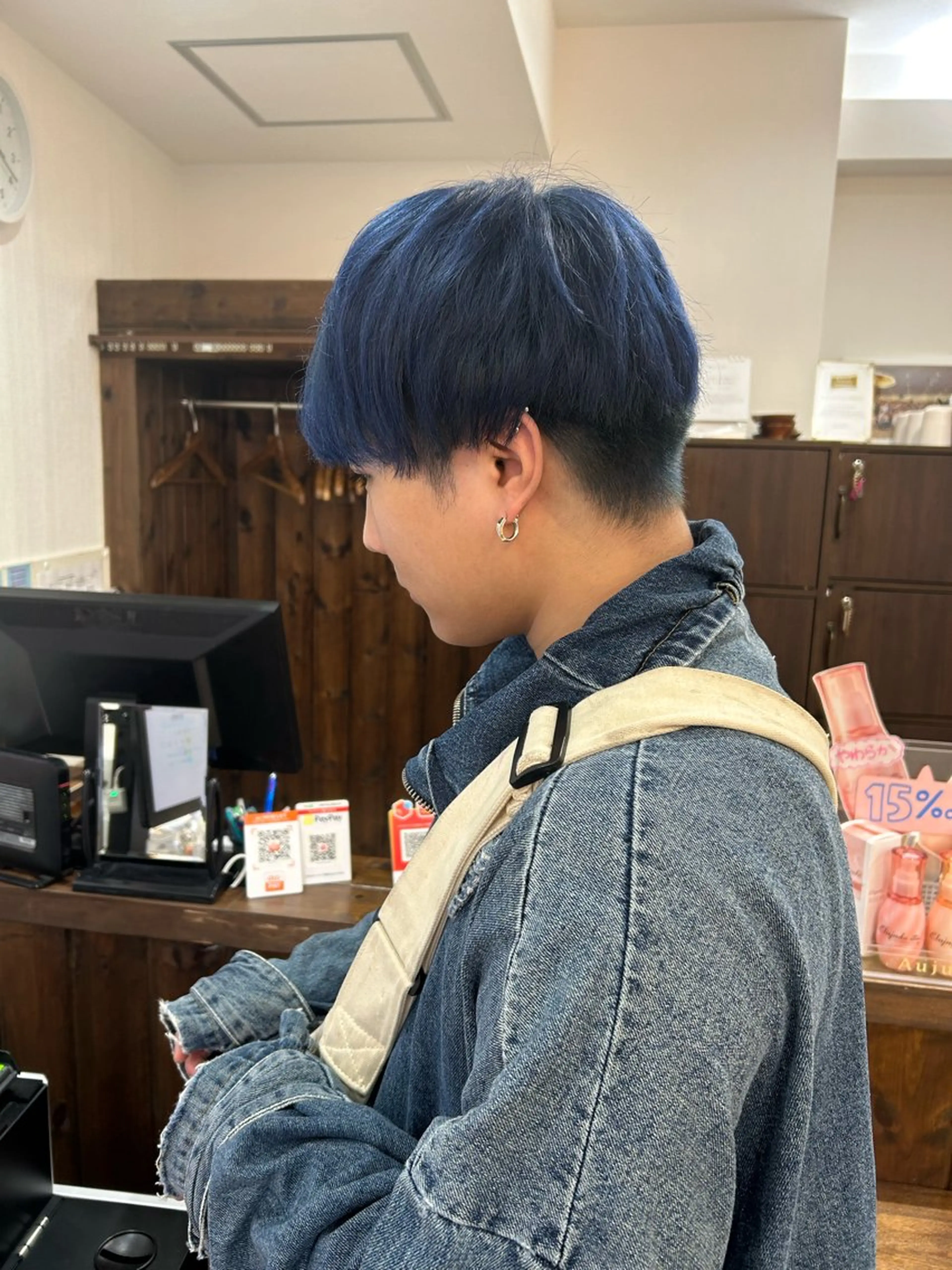 カラー メンズ ブルーカラー ヘアカラー 🦋ショートカット モデル古橋紀輔🦋‪のヘアスタイル