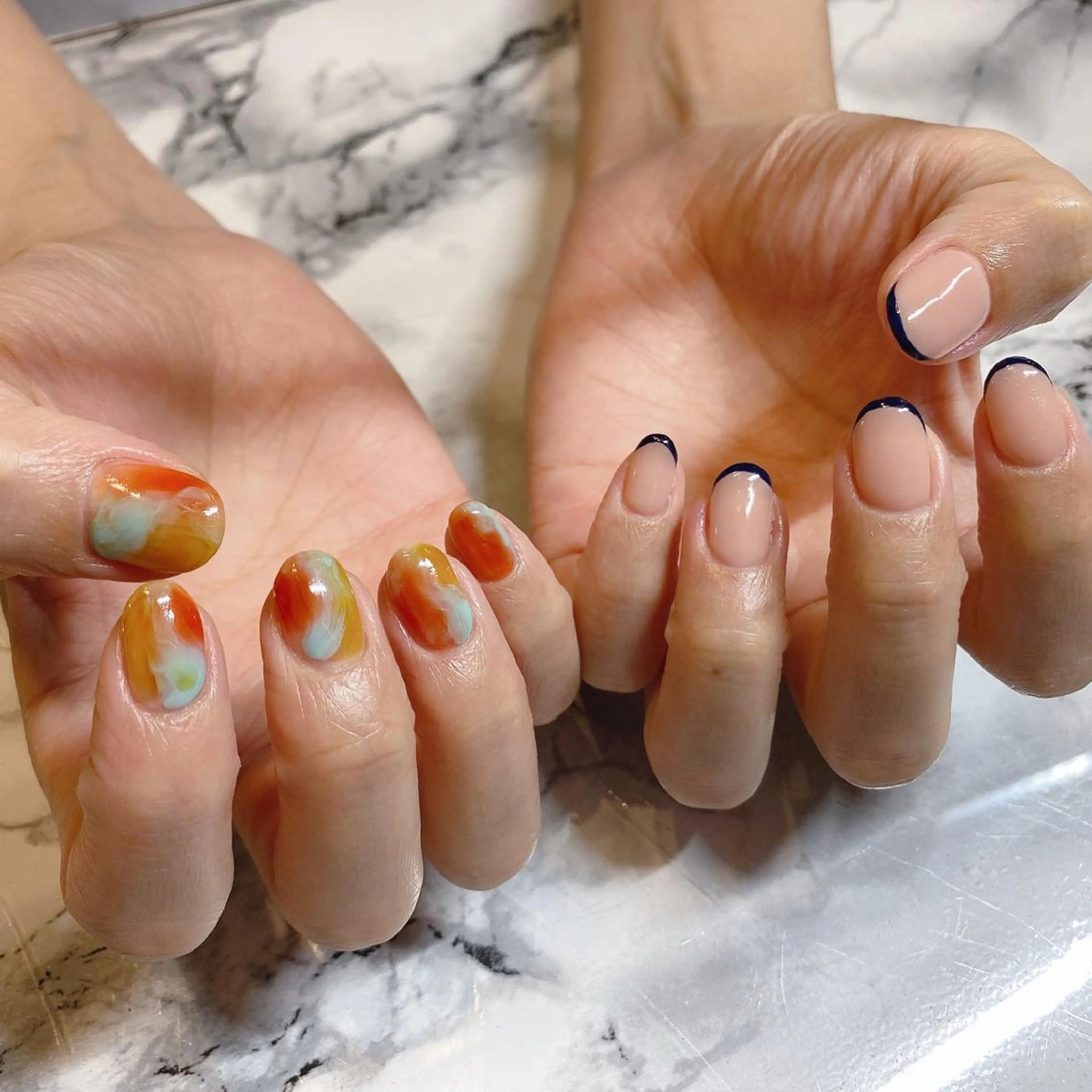 ネイル アートネイル オーロラネイル フレンチネイル 氷ネイル・うるうるネイル ニュアンスネイル To Me Nail所属・🩵 mei🩵のネイルデザイン