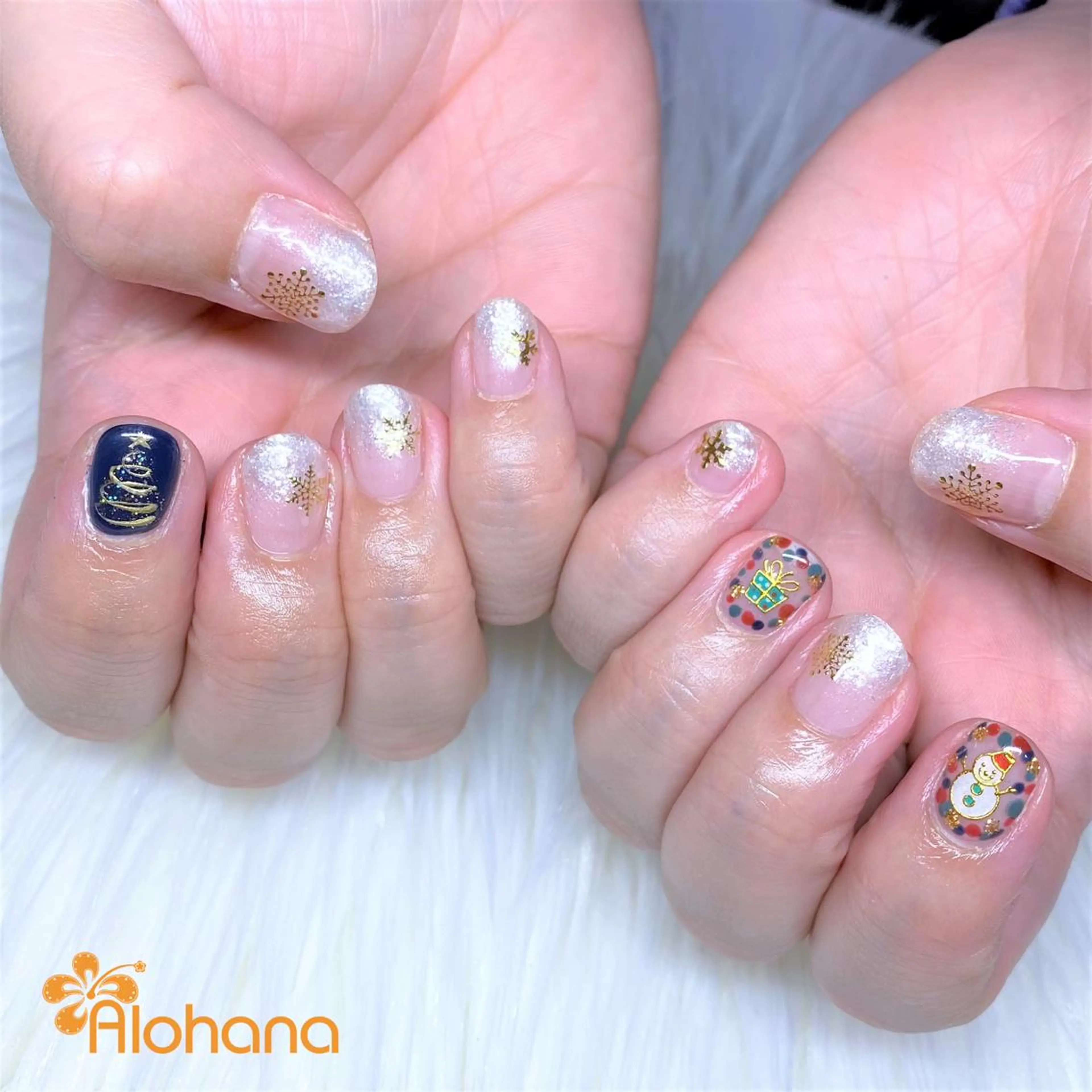 ネイル 冬ネイル クリスマス ハンドネイル Alohana所属・Alohana Minaのネイルデザイン