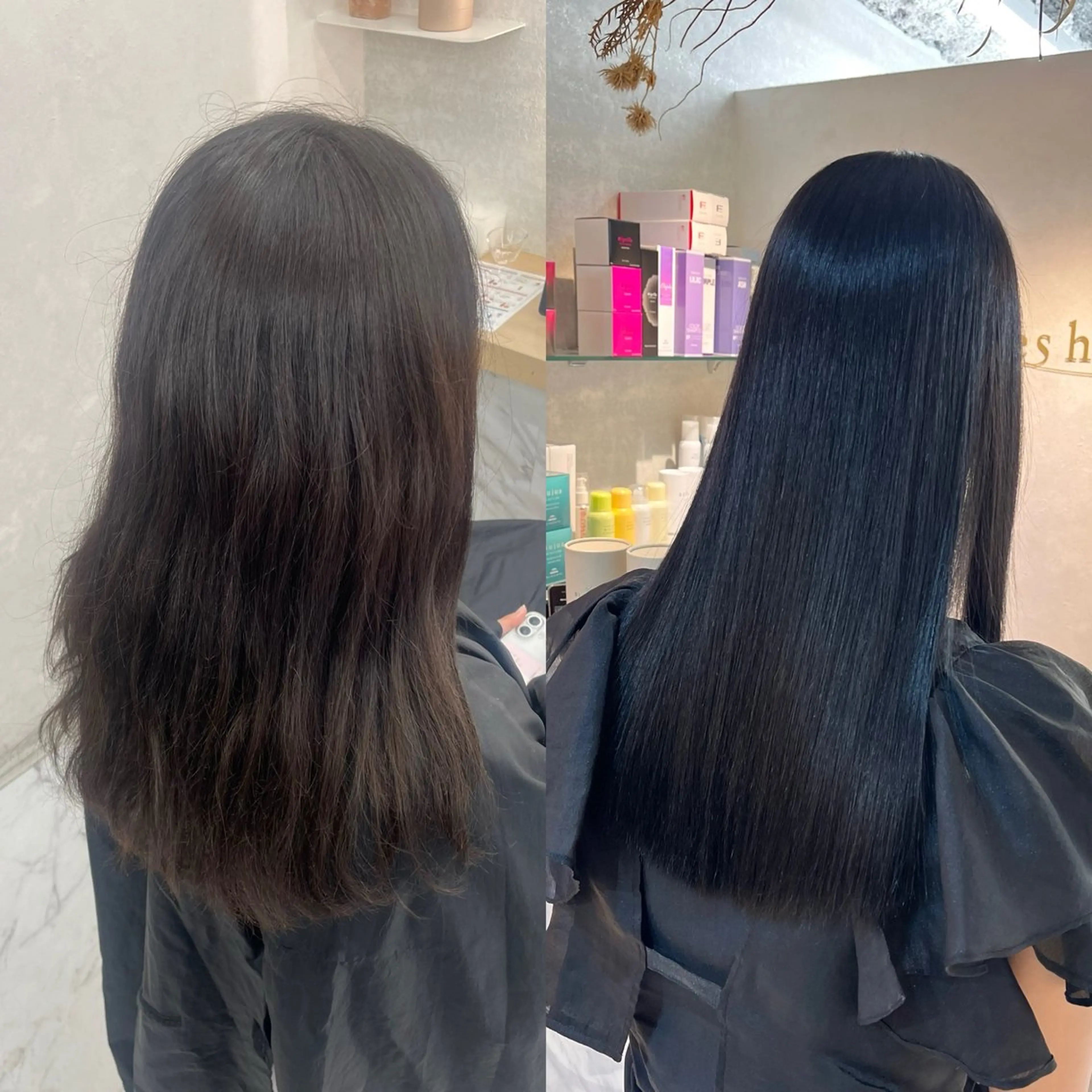 セミロング カット 縮毛矯正 トリートメント youres hair 新宿3丁目店所属・🍫ハイトーン✖︎ 髪質改善🍫柴田のヘアスタイル