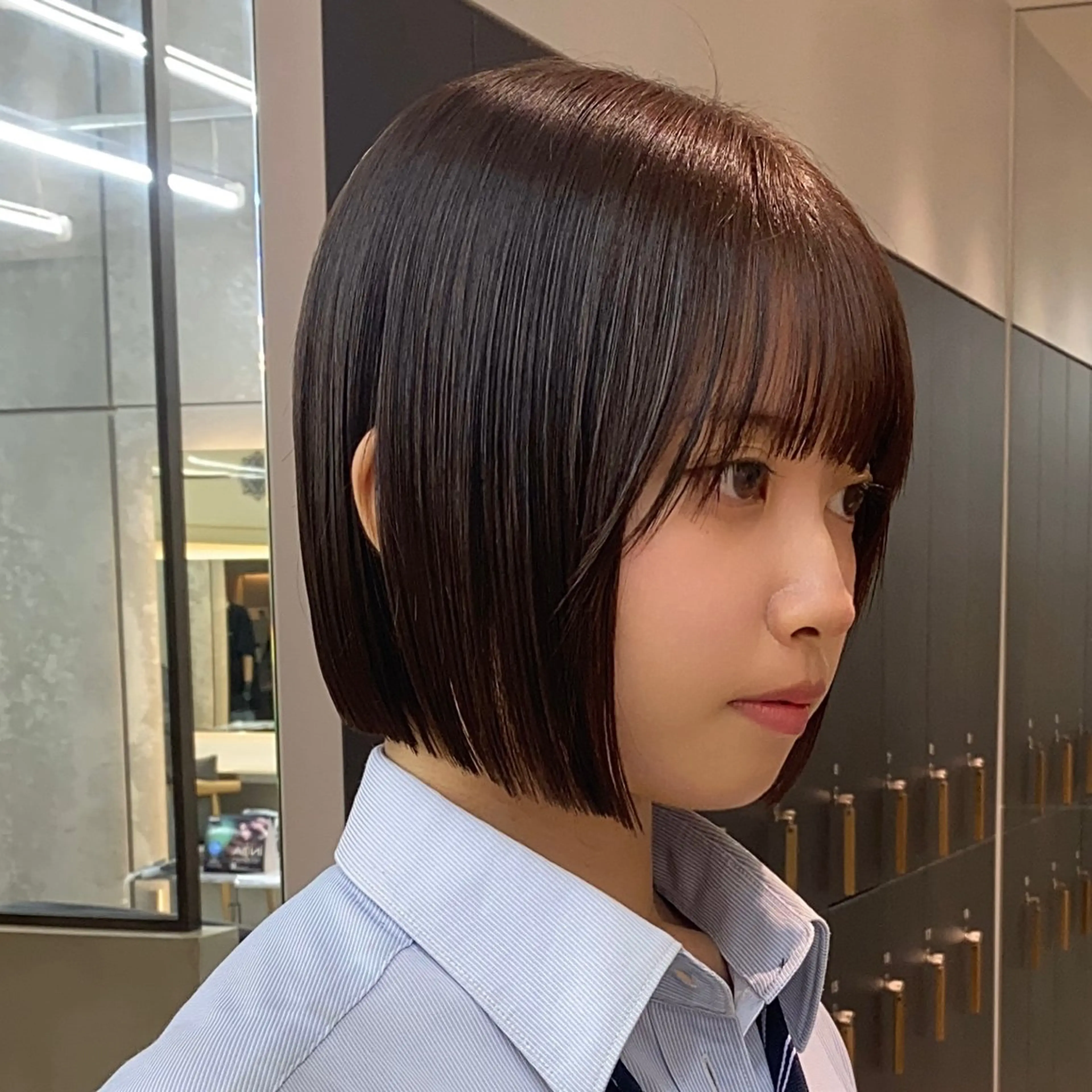 ショート カラー ボブ 縮毛矯正 ボブ縮毛矯正 韓国レイヤーRINAのヘアスタイル