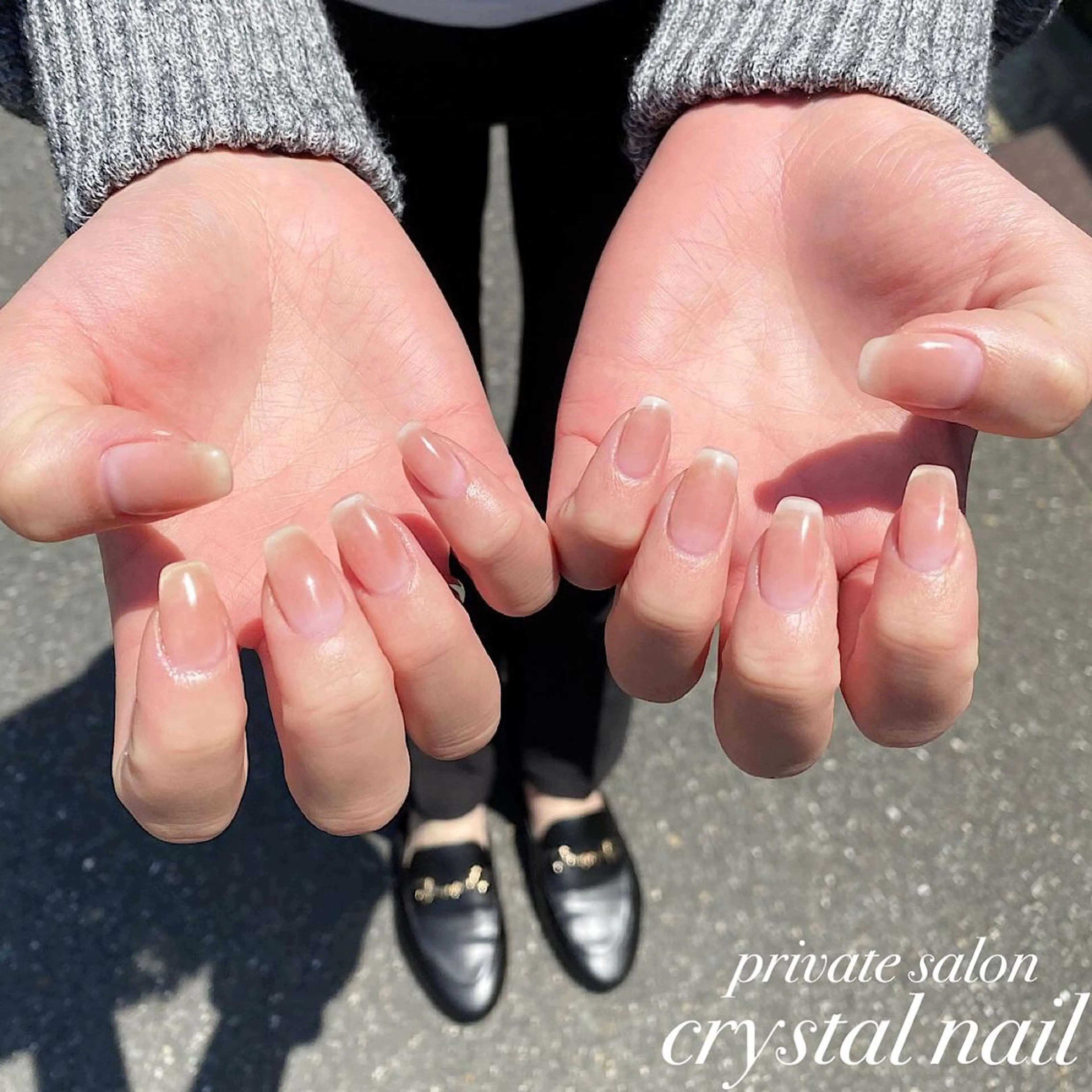 ネイル チークネイル ピンク Crystal Nailのネイルデザイン