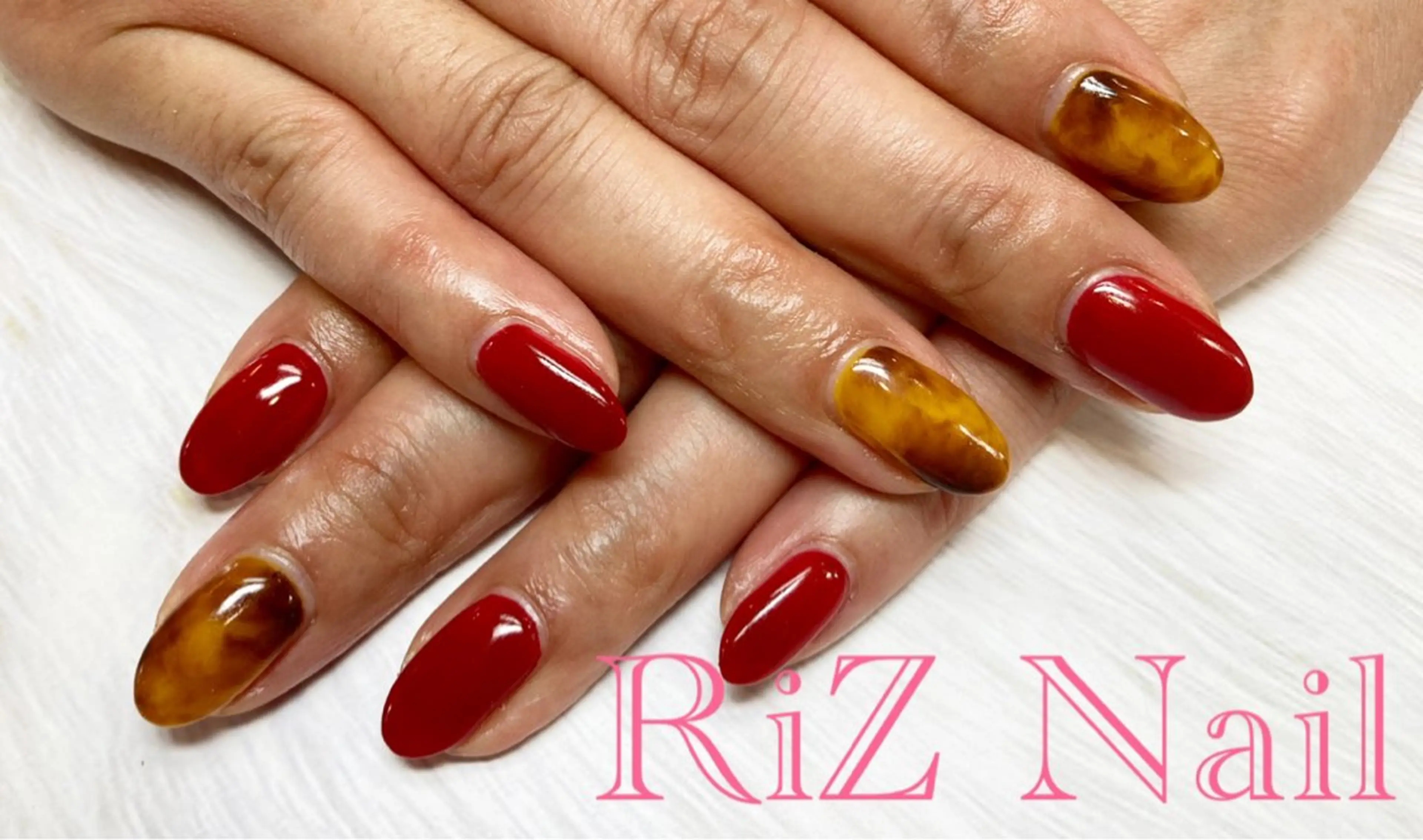ネイル べっ甲ネイル ボルドー RiZ nail salonのネイルデザイン