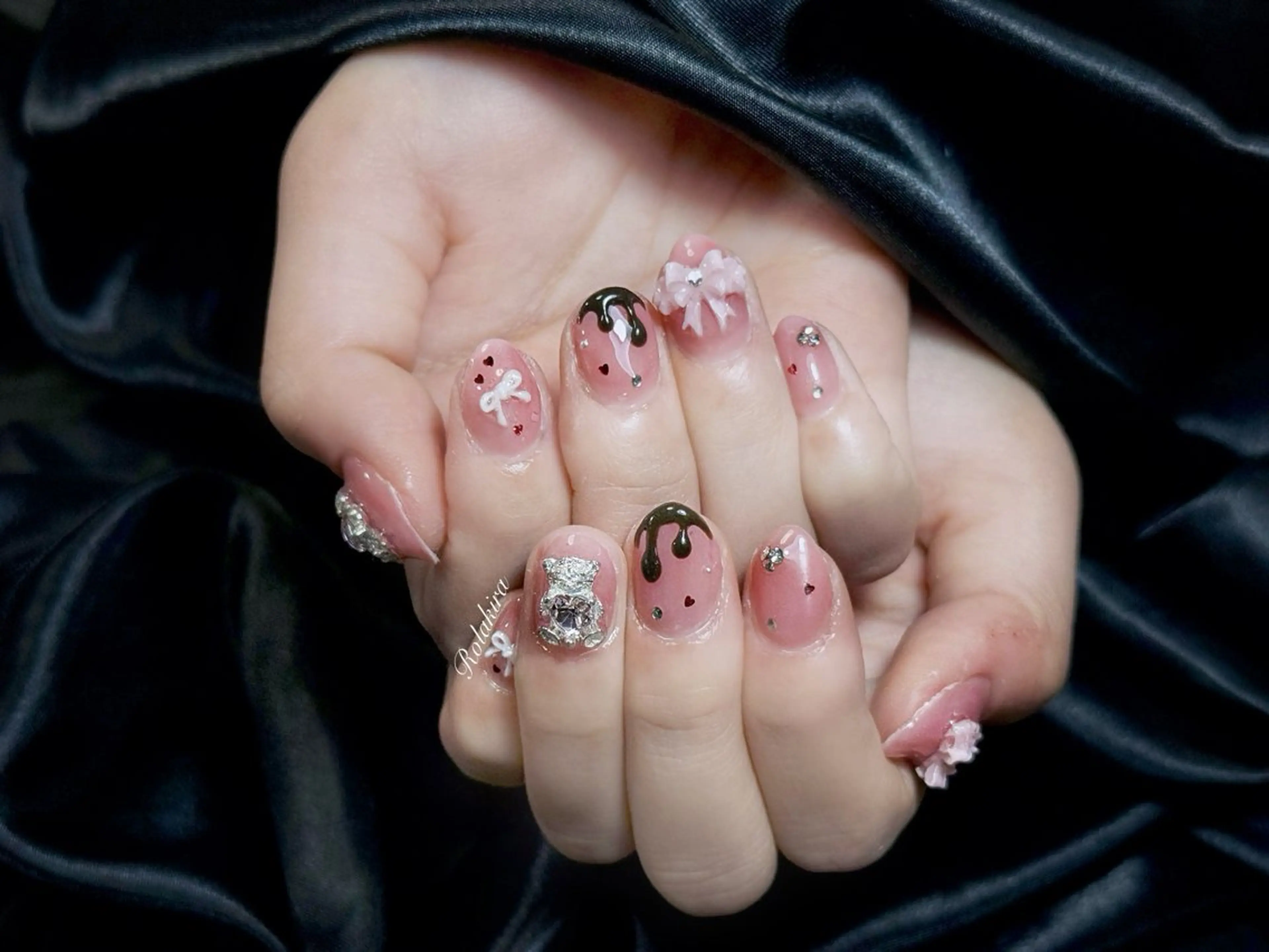 ネイル チークネイル 長さ出し フレンチネイル ジェルネイル 韓国ネイル ハンドネイル Rola kira 麗のネイルデザイン