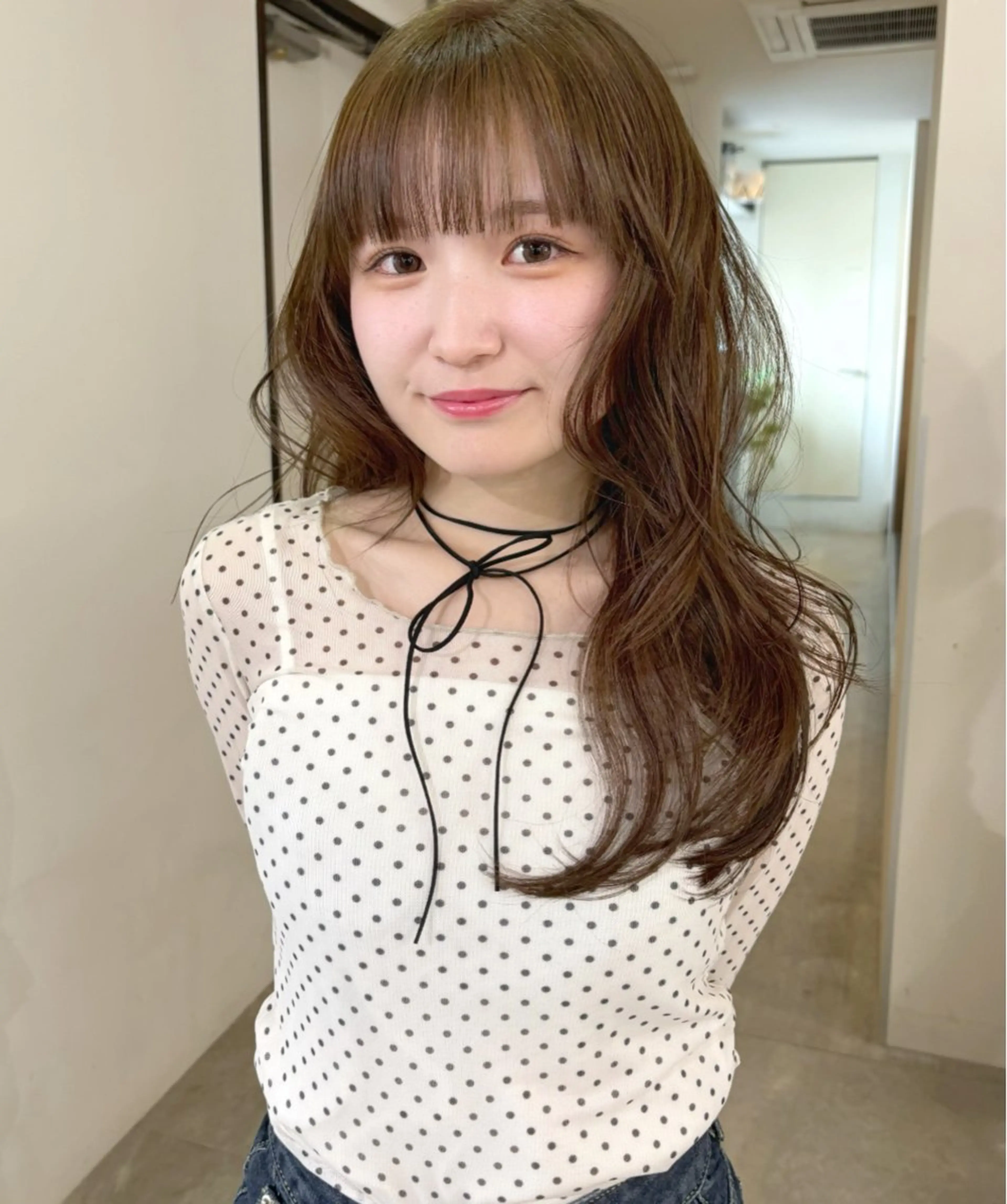 ロング カラー ベージュカラー ブリーチ 透明感カラー ダブルカラー ブリーチなしカラー カット ヘアカラー mizuki/ピンク ベージュ.レイヤーのヘアスタイル