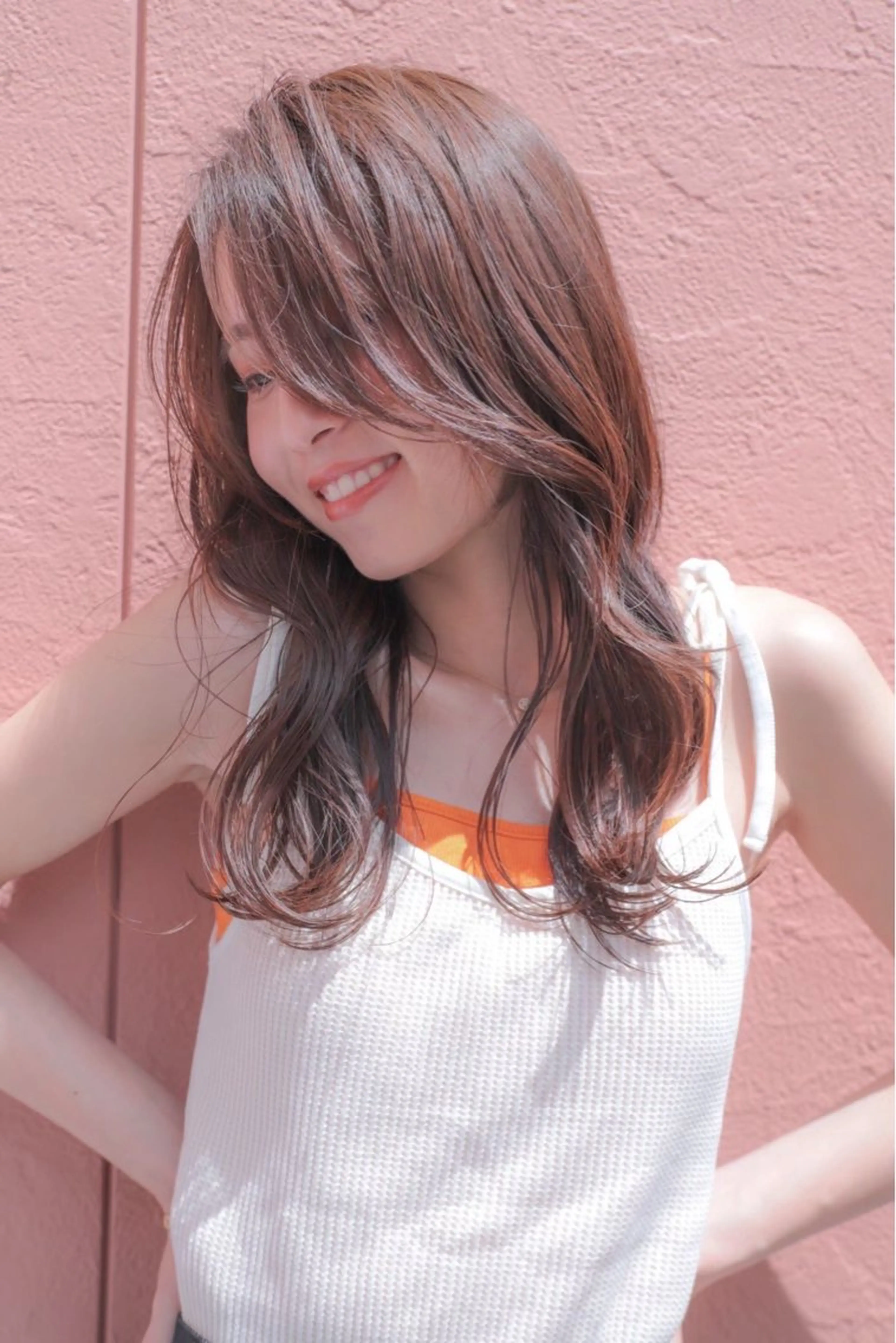 ロング カラー カット ヘアカラー トリートメント ベージュカラー⌇﻿ くびれヘア.𐙚心音のヘアスタイル