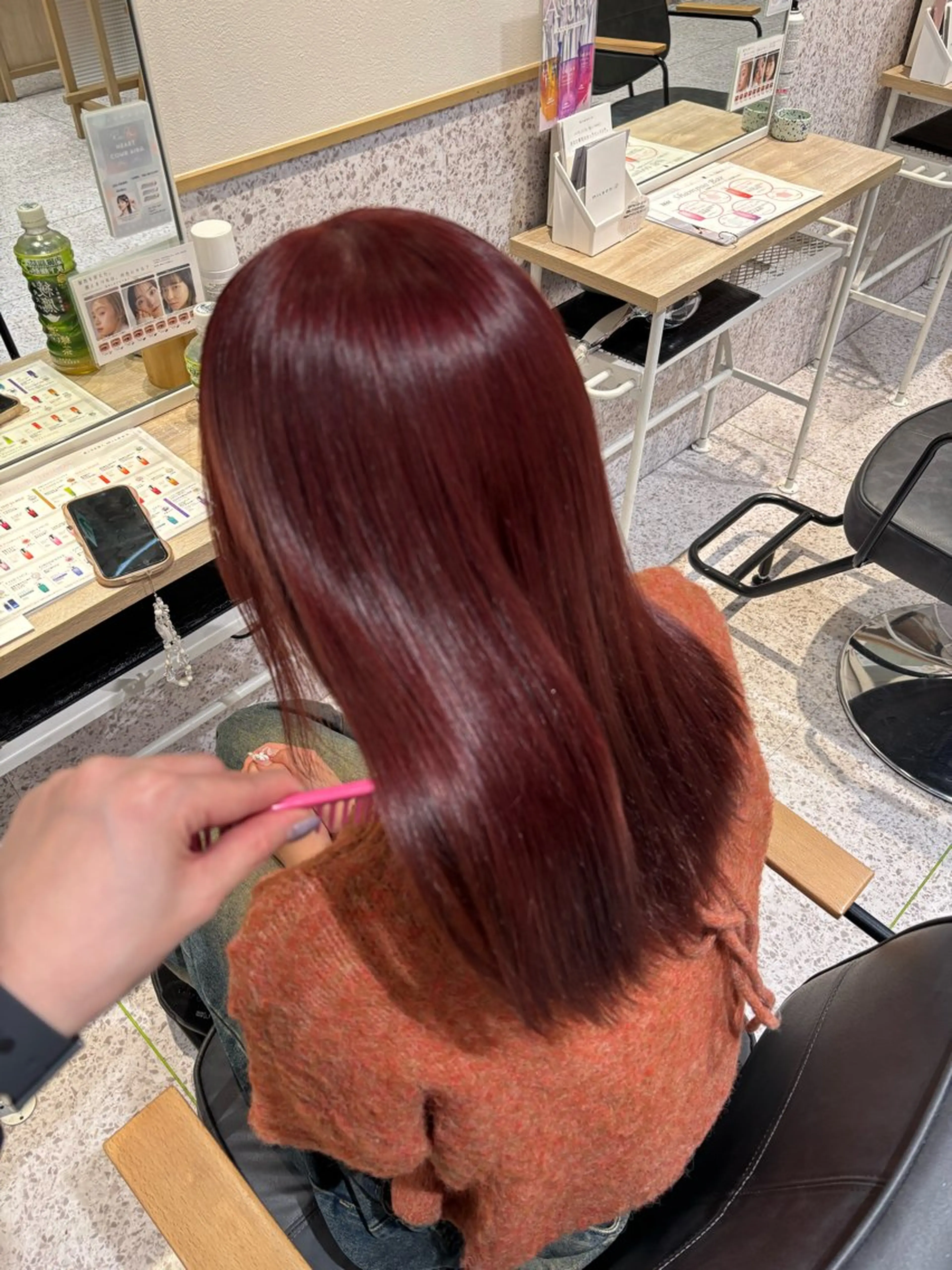 セミロング カラー セミロングパーマ ブリーチ ダブルカラー イヤリングカラー ハイライトカラー 暖色カラー/ パリジェンヌ💟みくのヘアスタイル