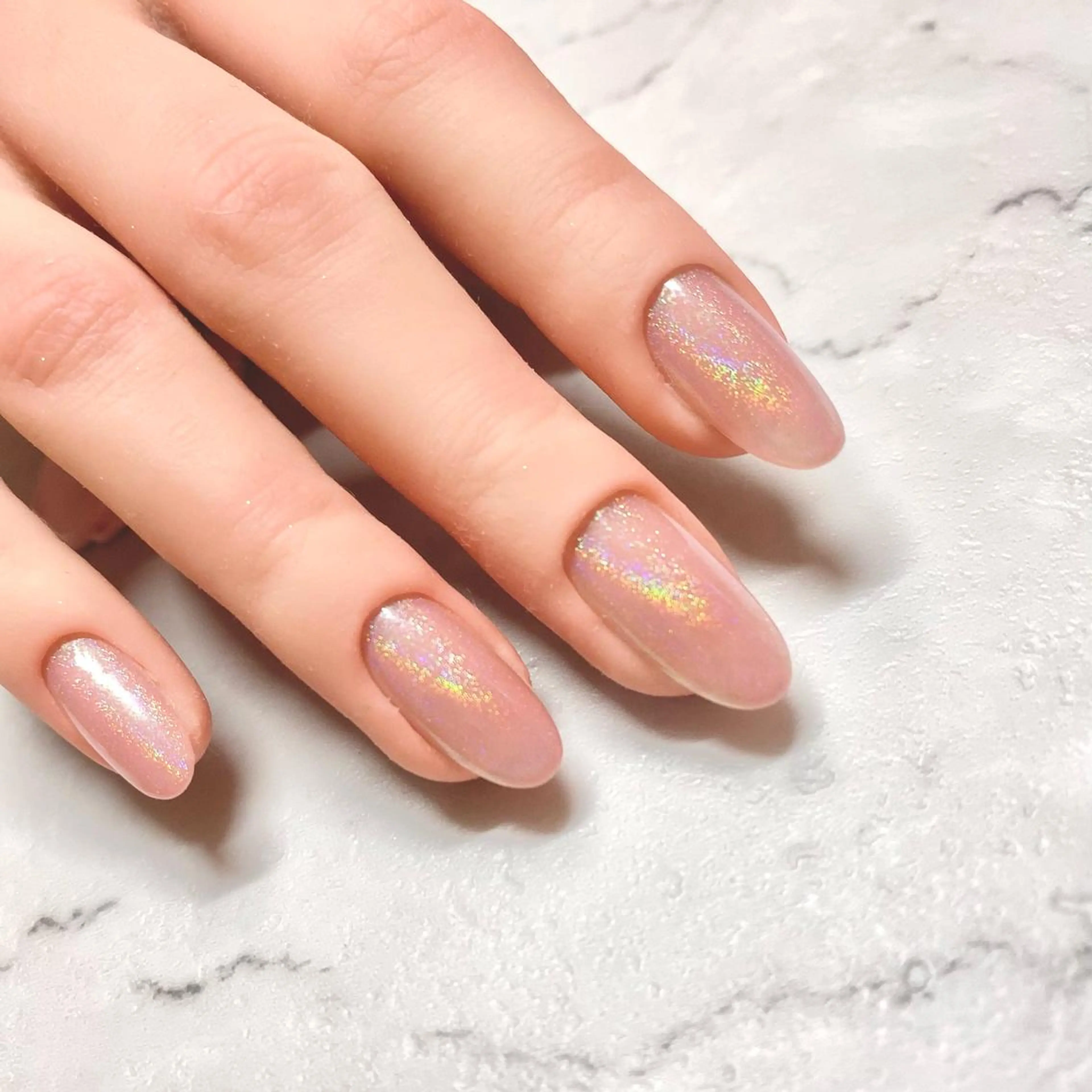 ネイル ジェルネイル キラキラネイル シルバー ソフトジェル プライベートサロン Rのネイルデザイン