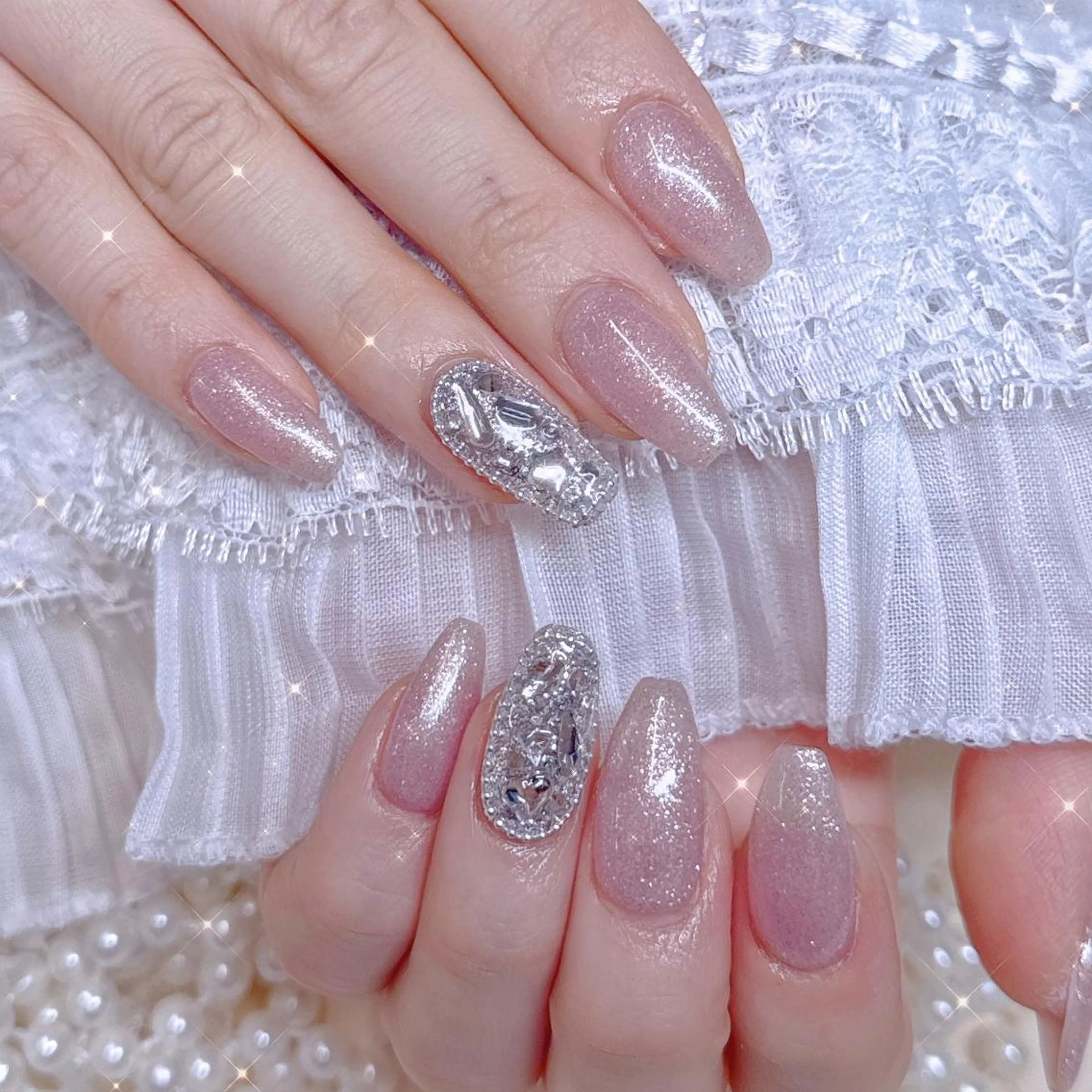 【Hand初回オフ無料】スカルプ長さだしアートパーツ2本までの写真