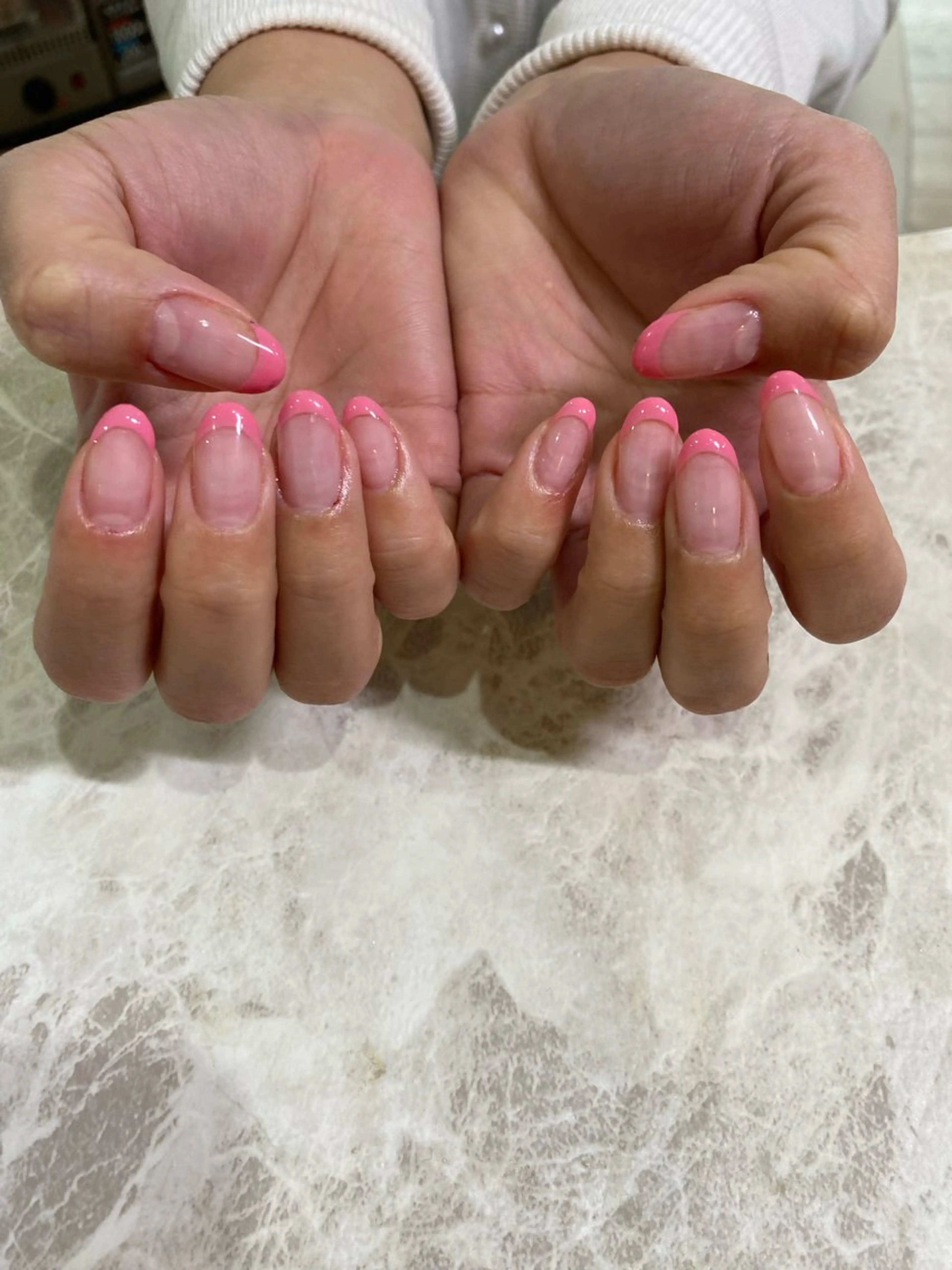 ネイル フレンチネイル ピンク ハンドネイル mieux YUKoのネイルデザイン