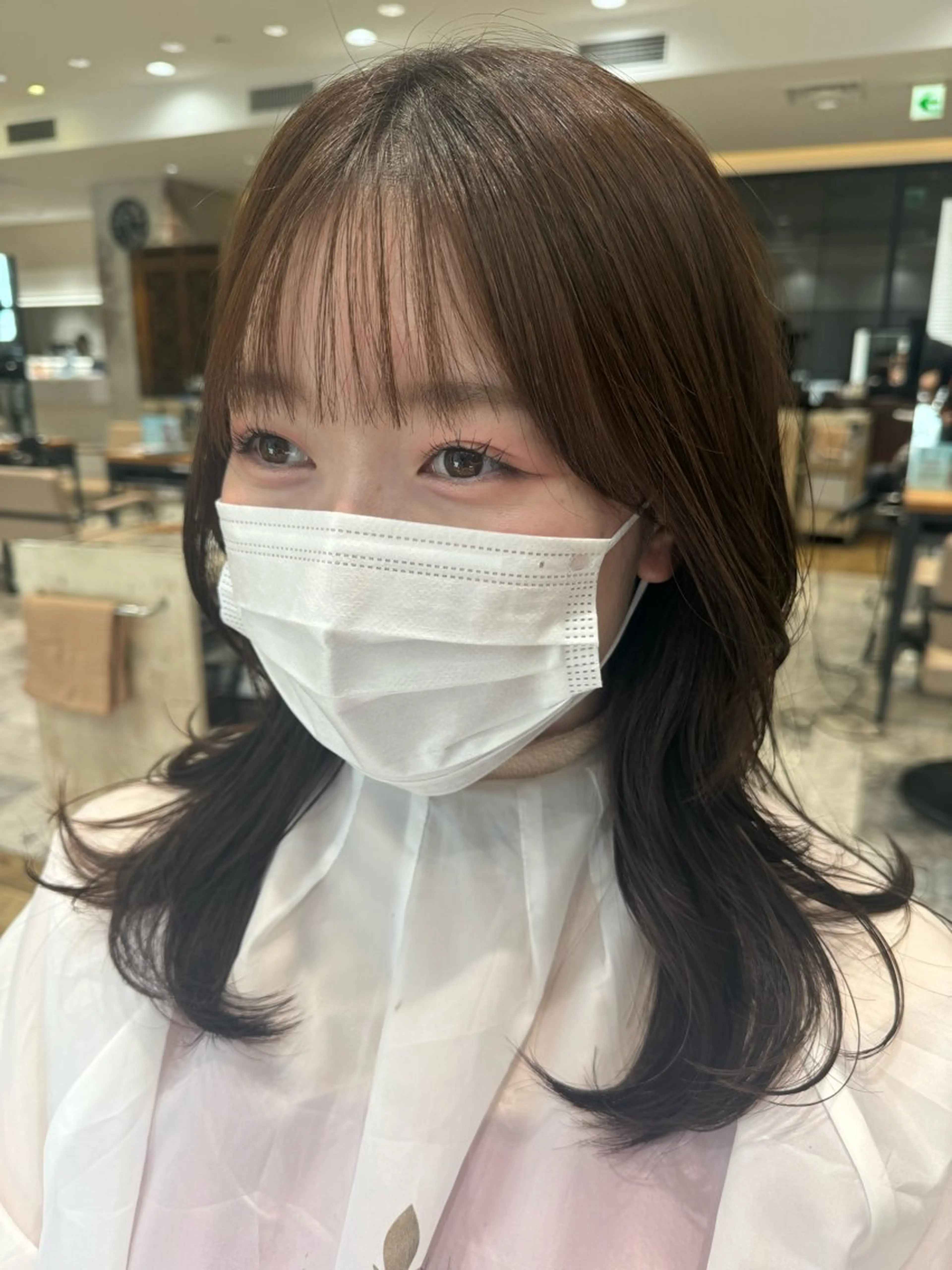 セミロング 顔周りカット ハイレイヤー レイヤーカット カット 韓国くびれヘア 顔まわり新宿/さやかのヘアスタイル