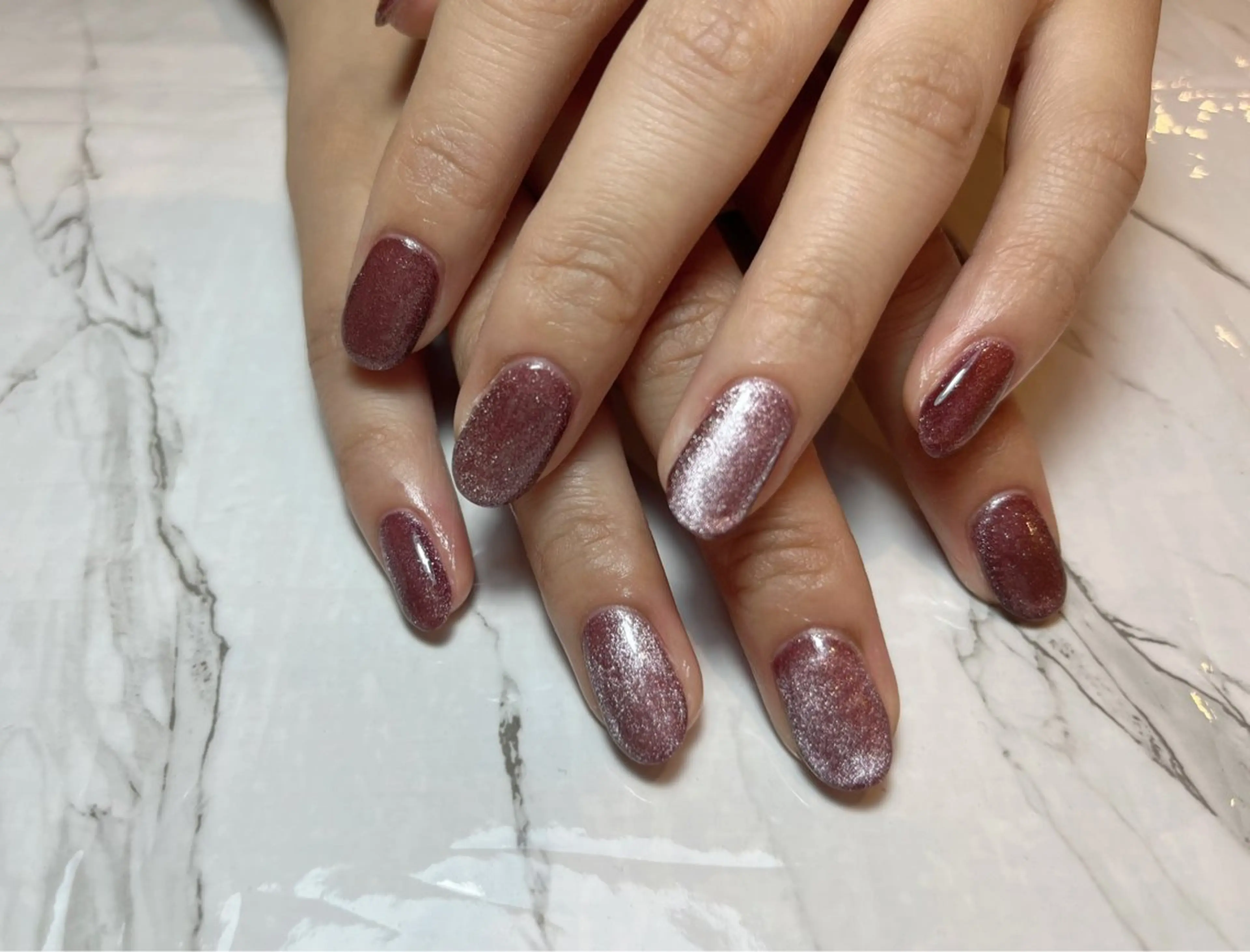 ネイル ブラウン マグネットネイル ハンドネイル arce amiのネイルデザイン