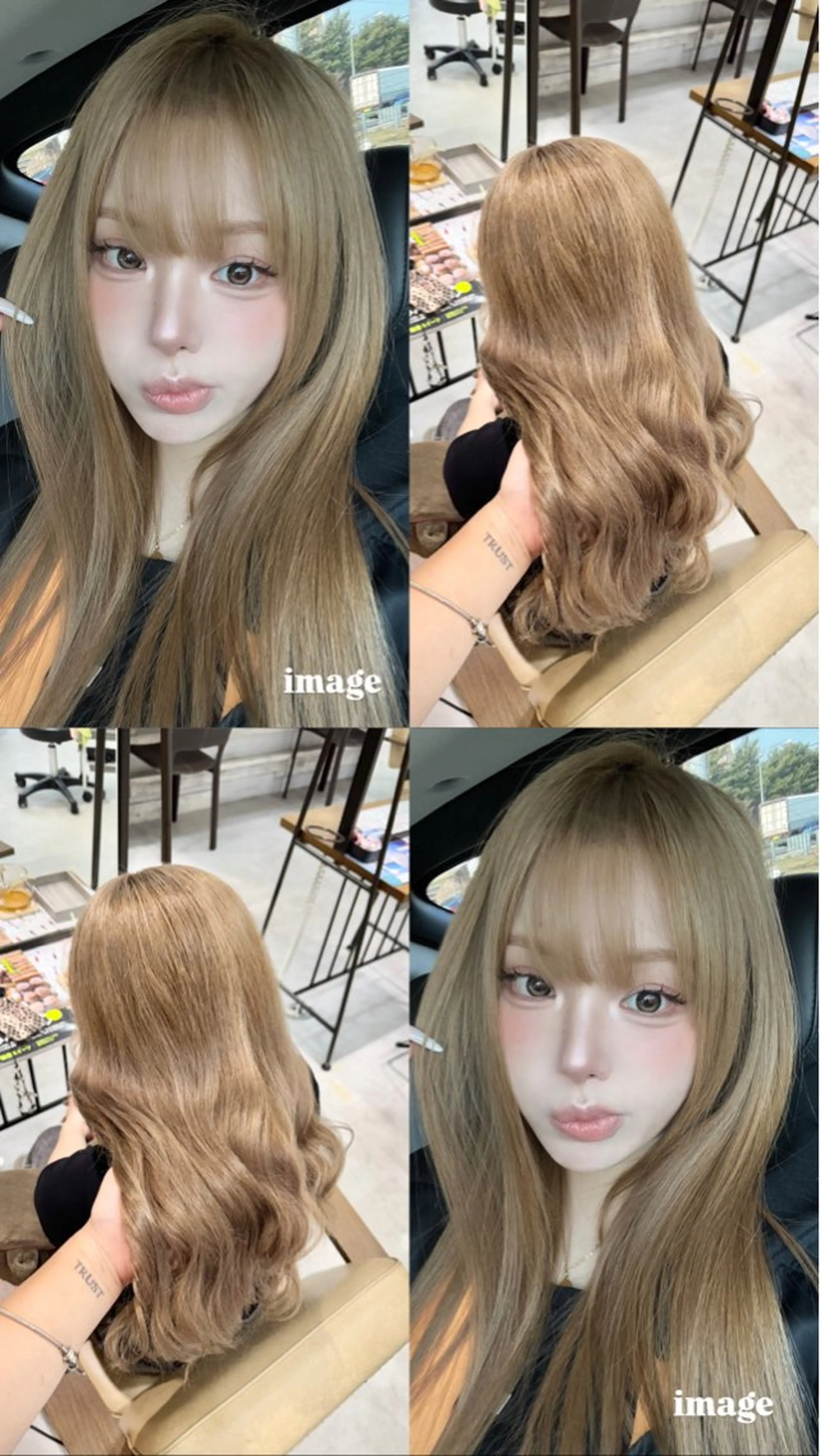 ロング カラー ブリーチ ブロンド 透明感カラー ヘアカラー Ouka/Wカラー/ 大人艶カラーのヘアスタイル