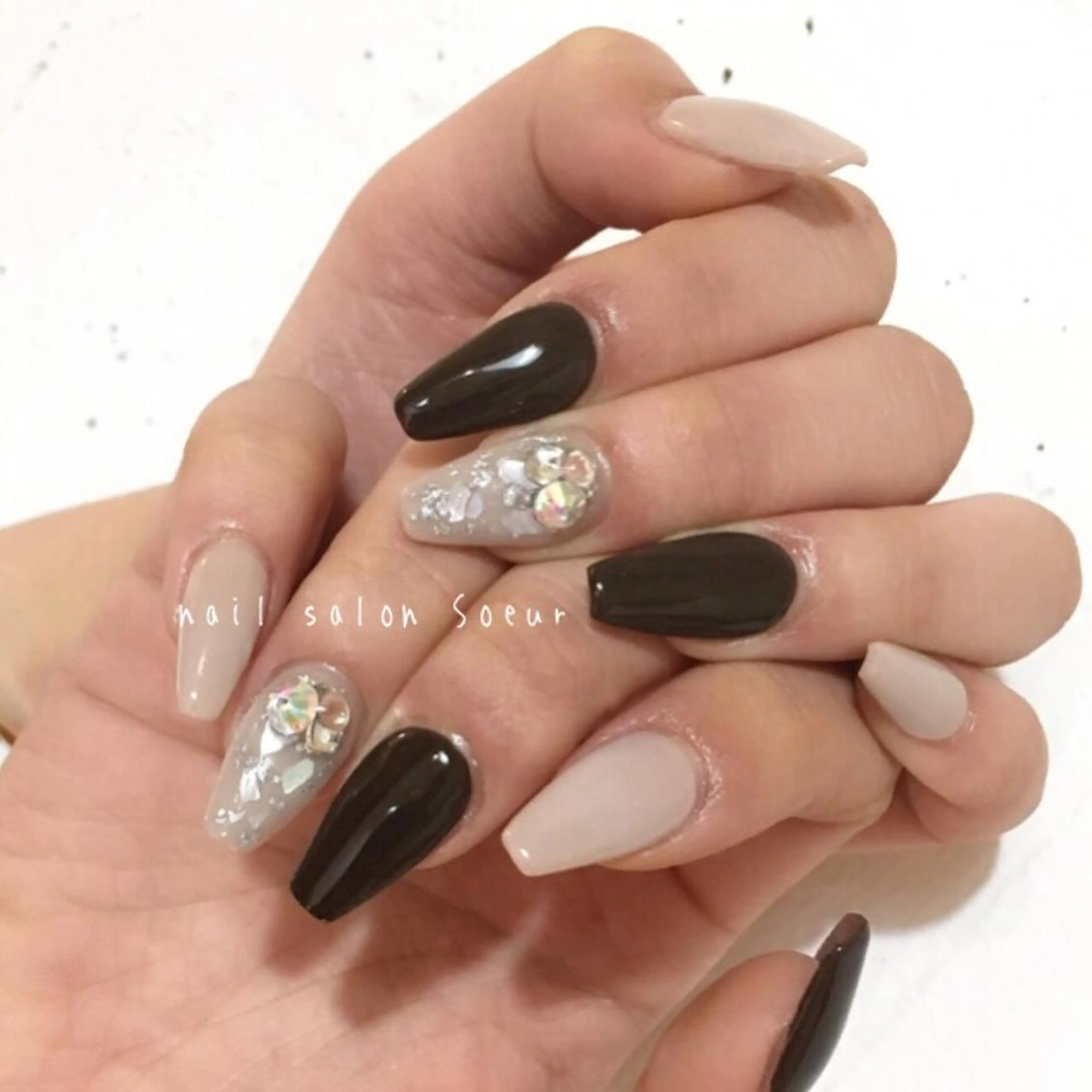 ネイル ブラウン 持ち込み スカルプネイル シンプルネイル ハンドネイル nail salon Soeurのネイルデザイン