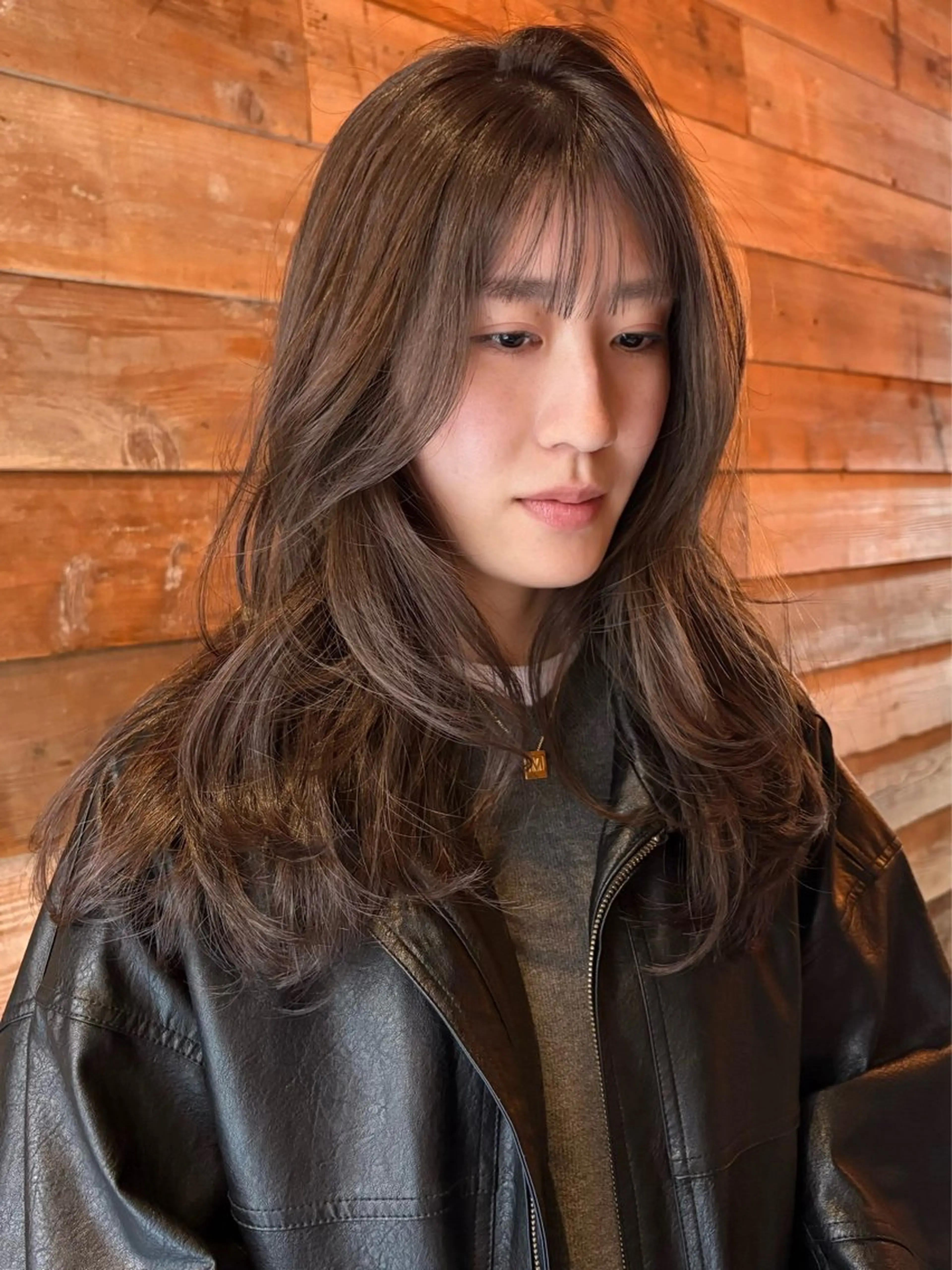 セミロング カラー パーマ カット ヘアカラー レイヤー/透明感/ ブリーチなし/わかなのヘアスタイル