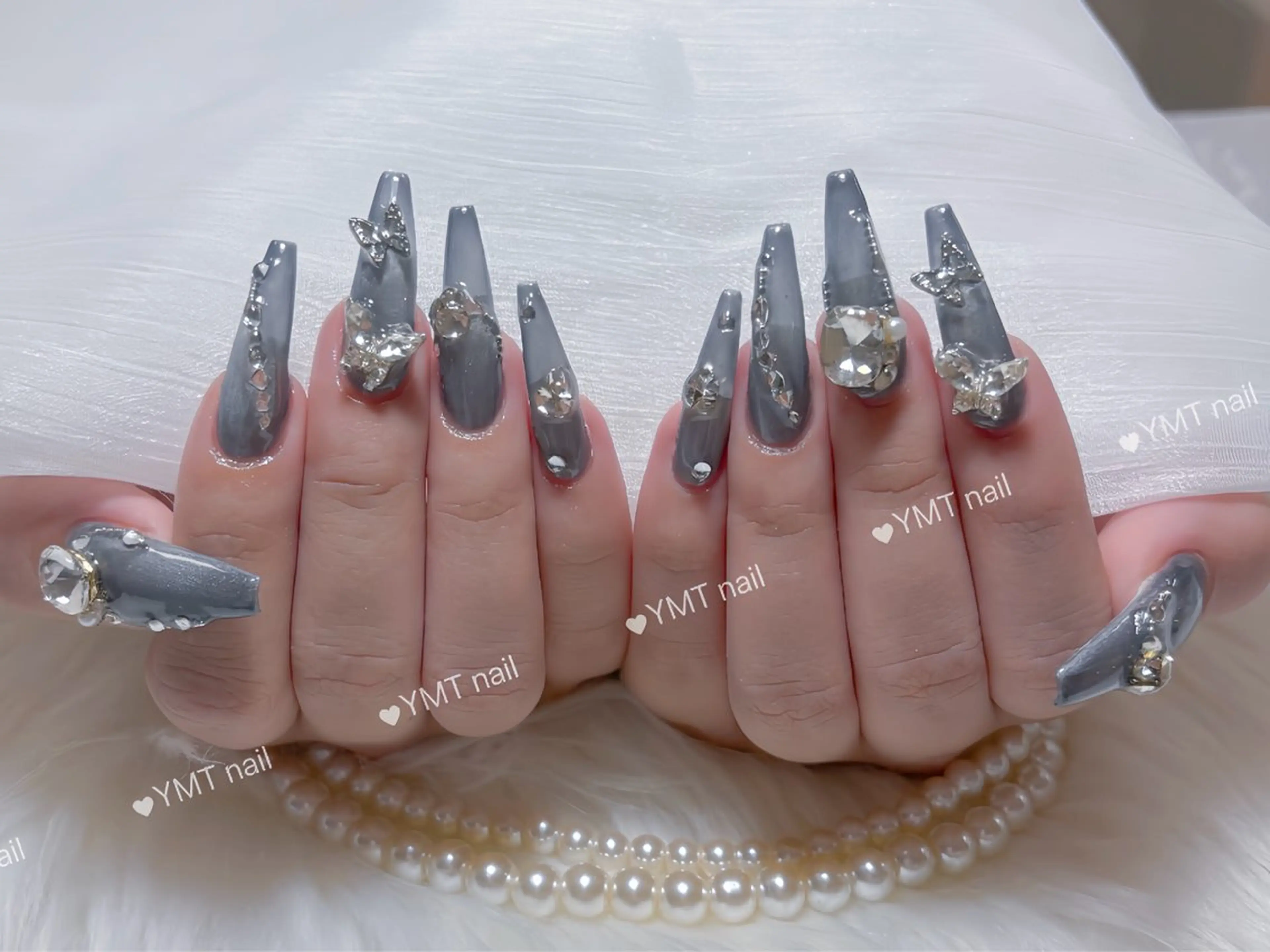 ネイル 長さ出し フットネイル ジェルネイル 韓国ネイル マグネットネイル ハンドネイル YMT.NailStudio所属・Pink NailStudioのネイルデザイン