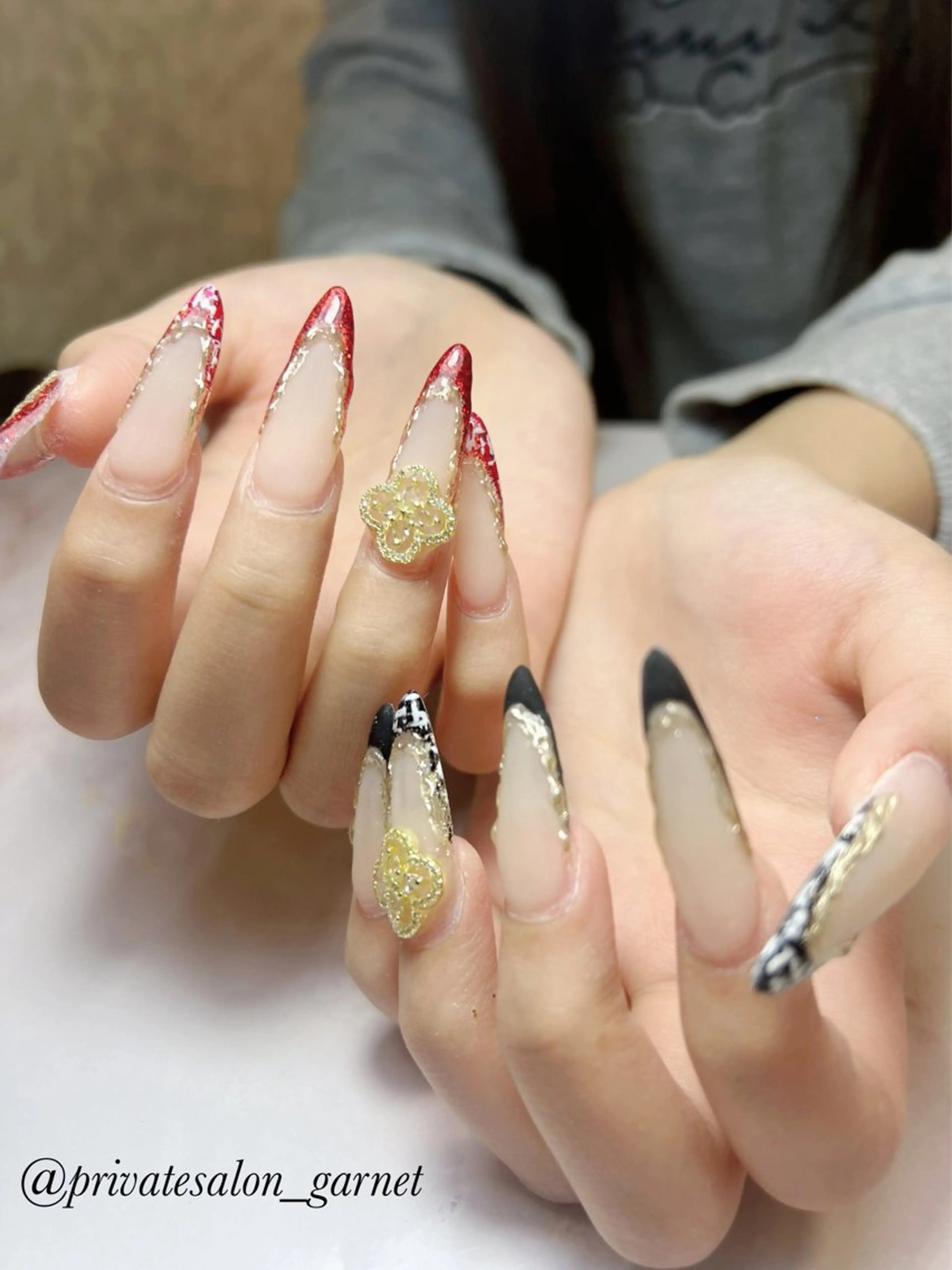 ネイル フレンチネイル マットネイル ハンドネイル Garnet nailのネイルデザイン