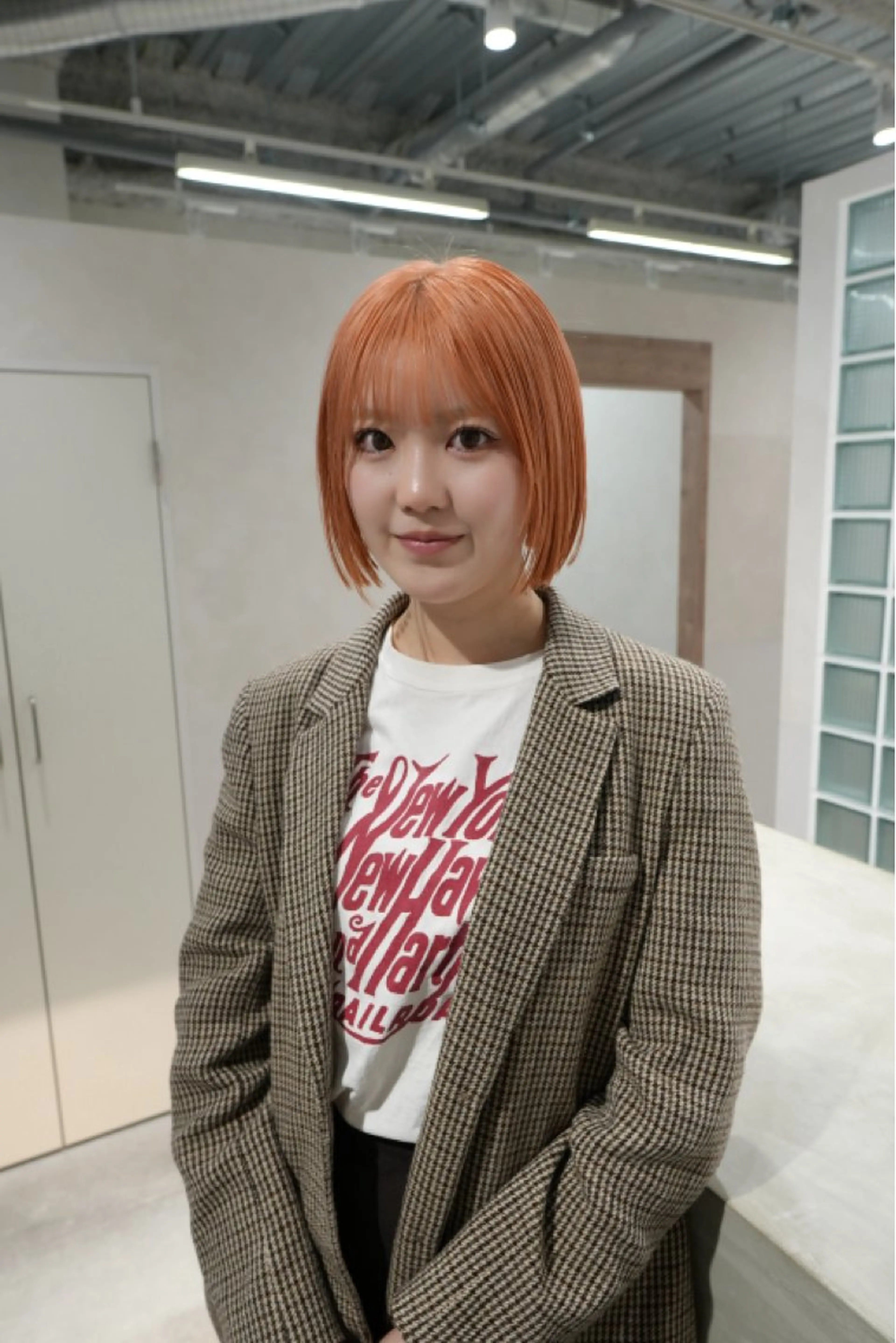 ショート カラー ベージュカラー オレンジ オレンジベージュ ボブ カット ヘアカラー トリートメント 鈴木直之/ハイトーン /ボブ/美髪矯正のヘアスタイル