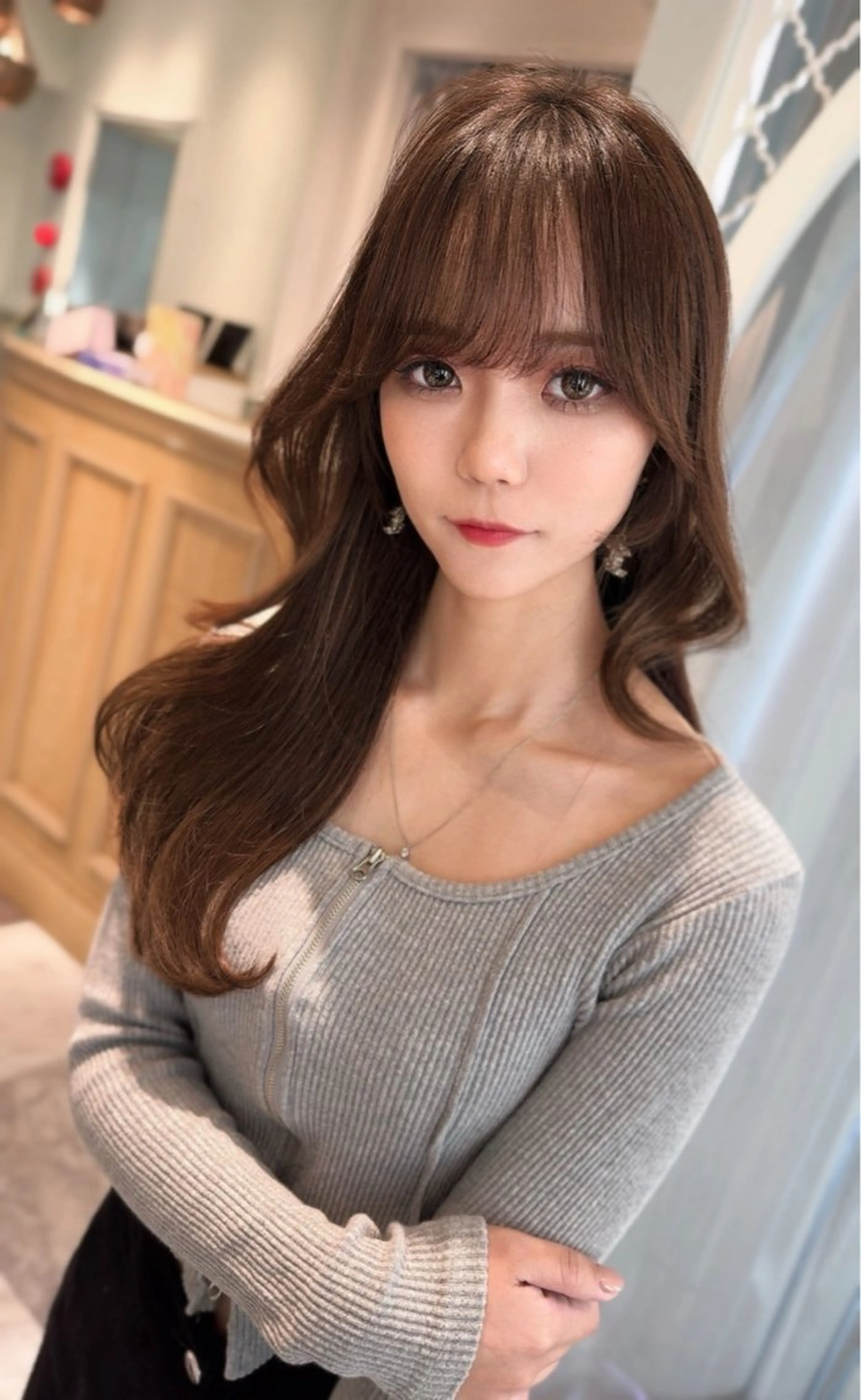 セミロング カラー ベージュカラー 黒髪 ブリーチ ブルーカラー ブルーブラック カット ヘアカラー トリートメント 木屋元一/透明感 /レイヤー/顔まわりのヘアスタイル