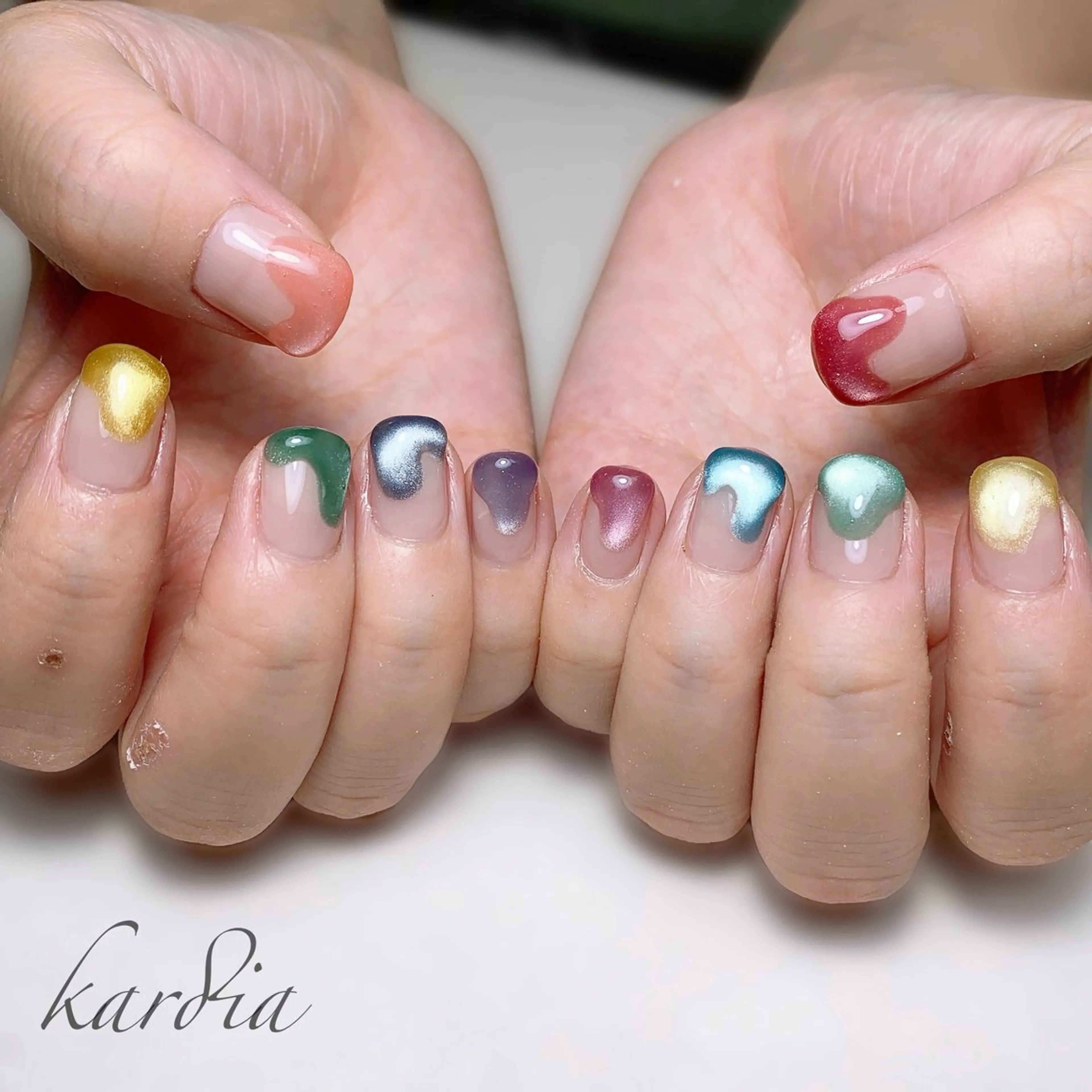 ネイル ハンドネイル καρδιά -ｶﾙﾃﾞｨｱ-のネイルデザイン