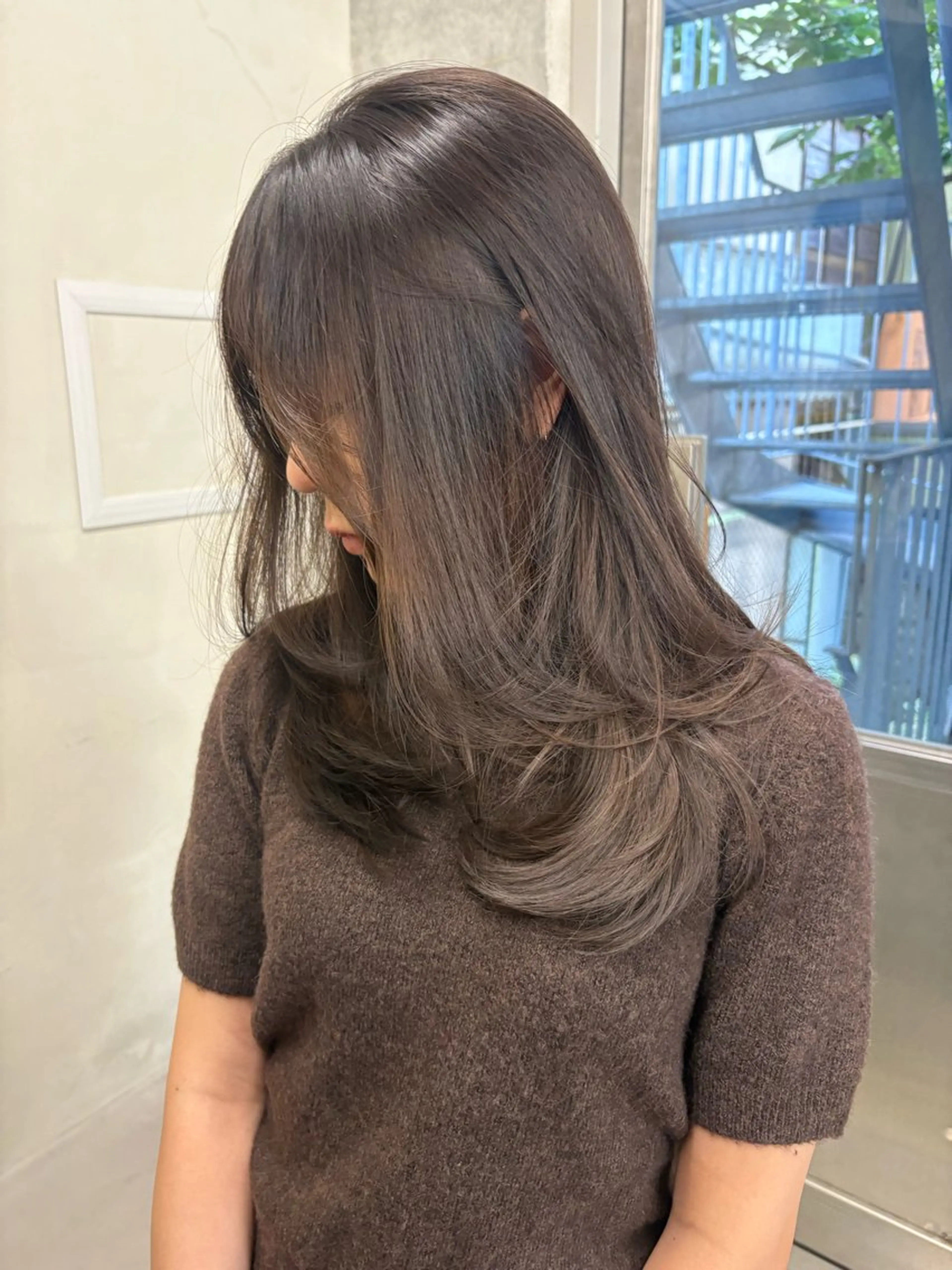 ミディアム カラー カット ヘアカラー レイヤー/韓国ヘア/ 梅田/中崎町のヘアスタイル