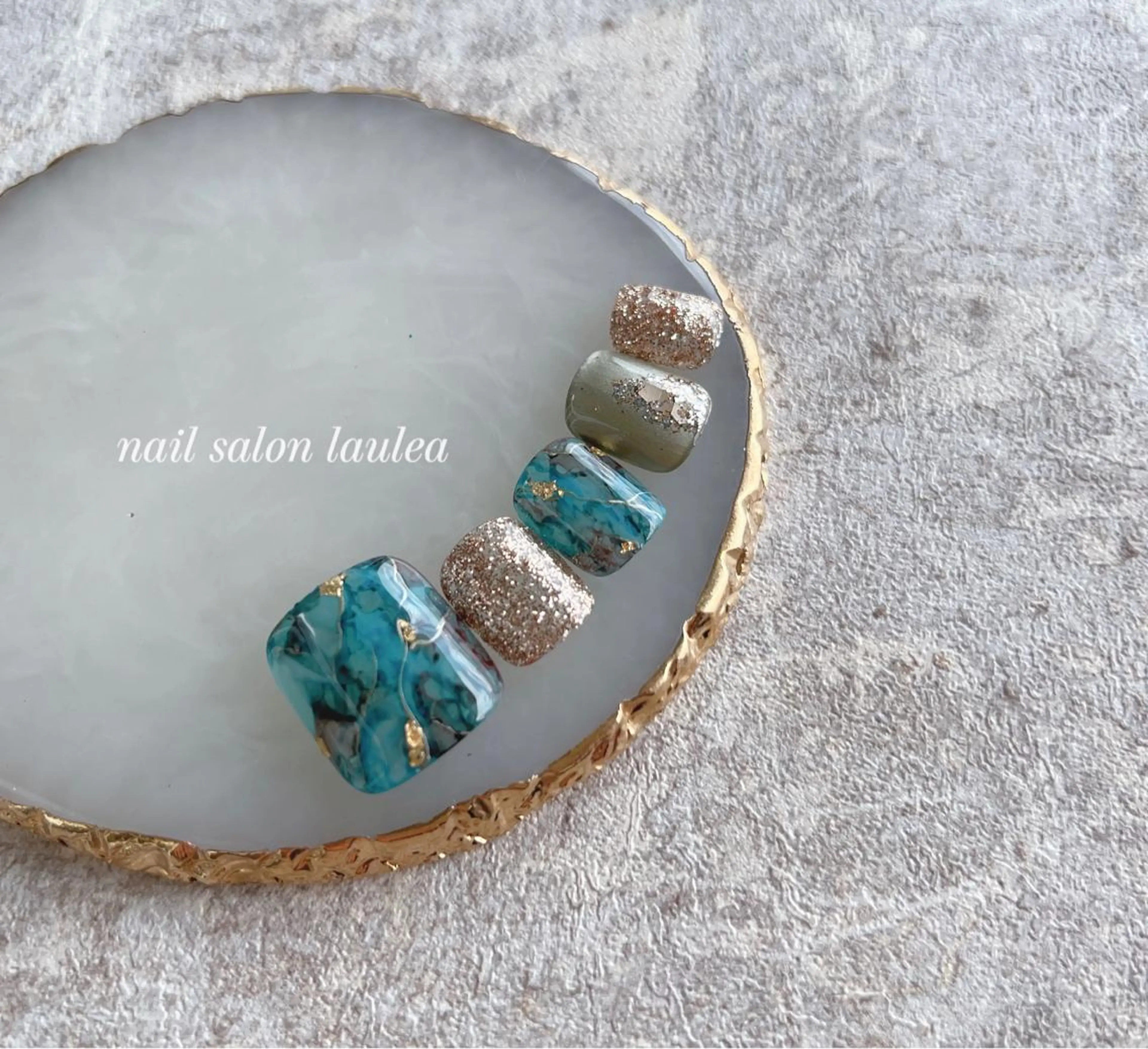 ネイル ジェルネイル 大理石ネイル(マーブル) ニュアンスネイル 夏ネイル フットネイル nail salon Lauleaのネイルデザイン