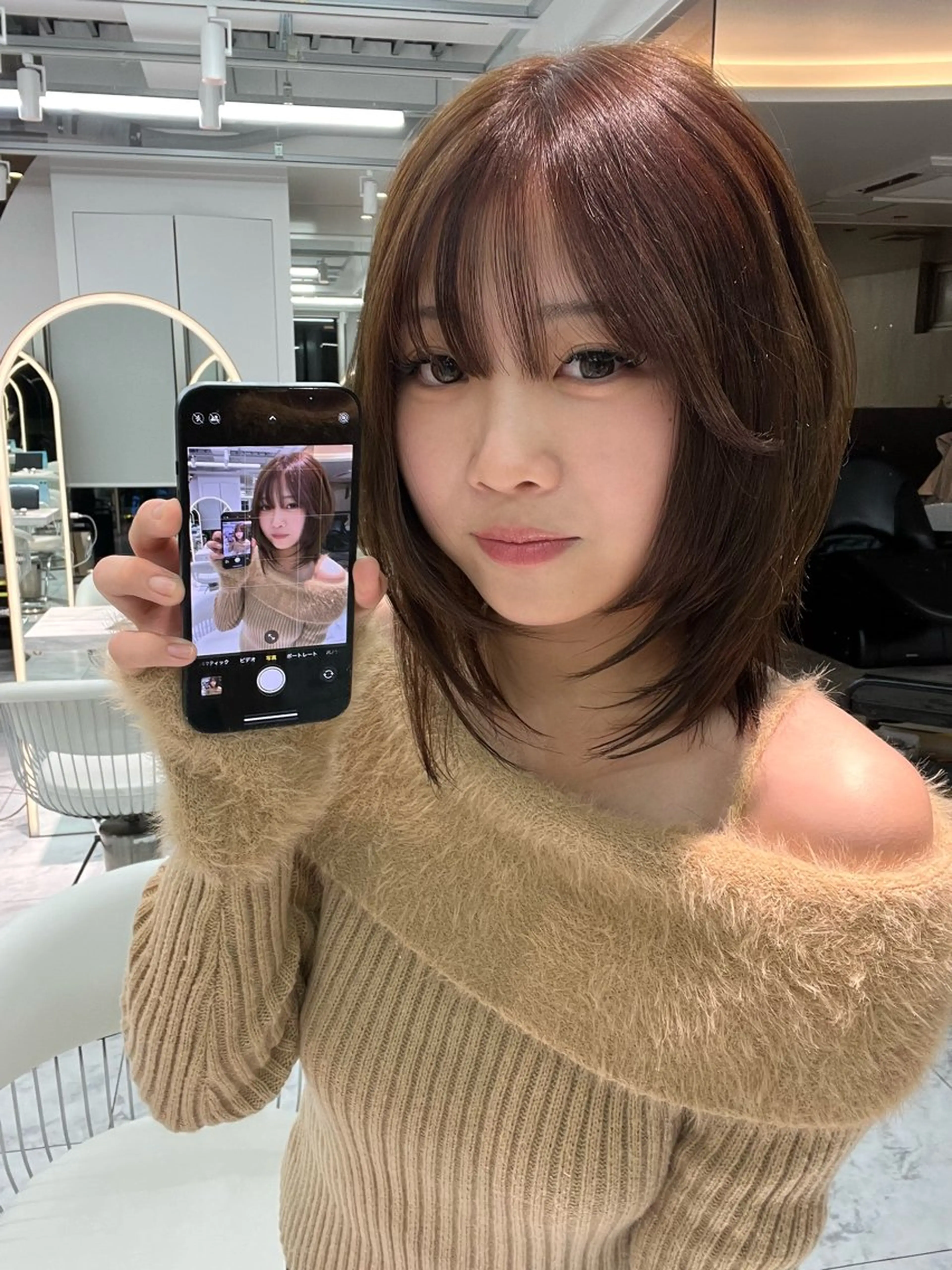 ミディアム カット ヘアカラー トリートメント 🇰🇷祝斗🇰🇷 /韓国ボブ/レイヤーのヘアスタイル