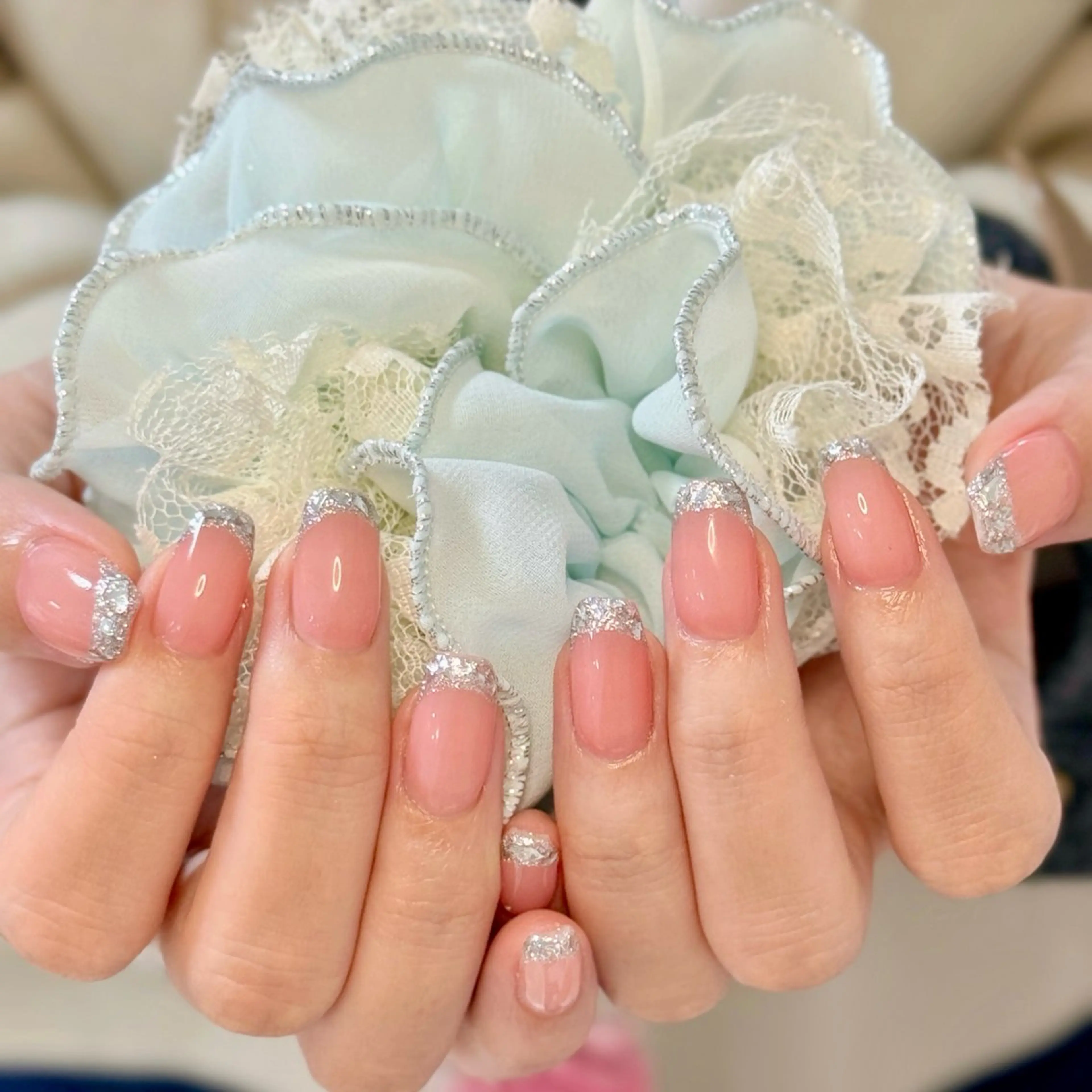 ネイル アートネイル オーロラネイル チークネイル フレンチネイル ガラスフレンチ ハンドネイル 🎀🎀YooLi Nail Salonのネイルデザイン