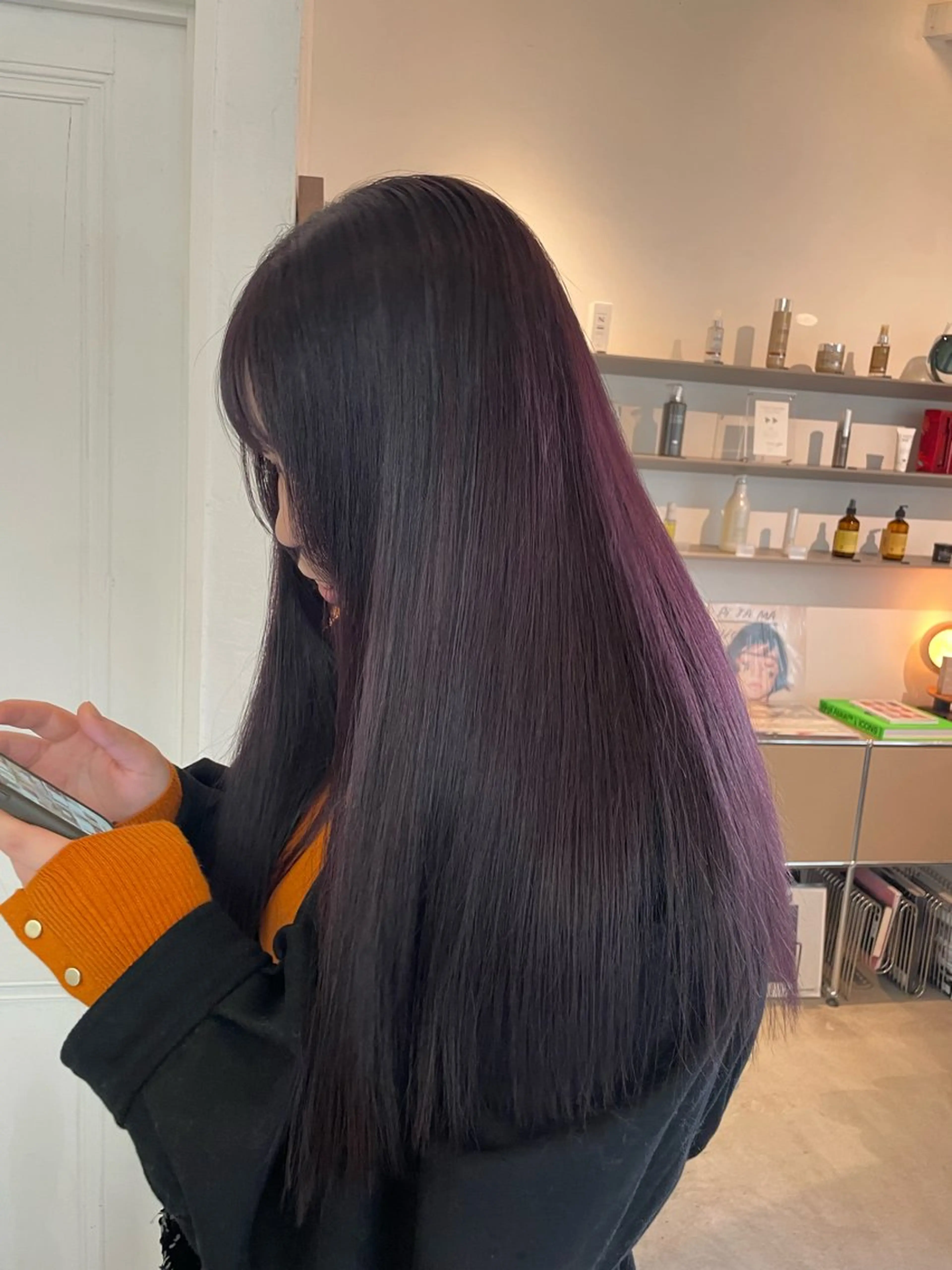 ロング カラー パープルカラー HITOMI 福岡パーマのヘアスタイル