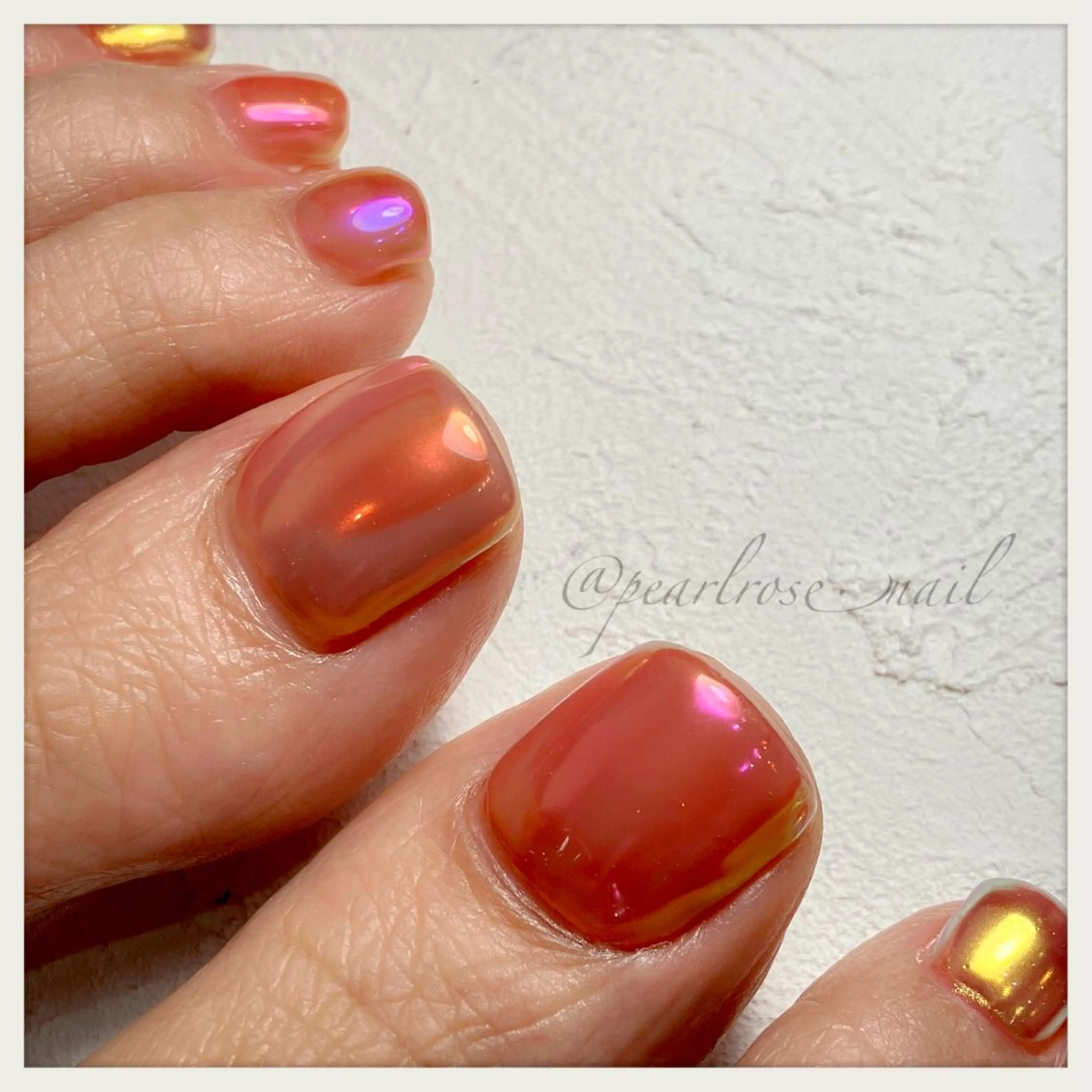 ネイル オーロラネイル ミラーネイル フットネイル Beauty salon Ryu・ange所属・PEARL ROSE パールローズのネイルデザイン