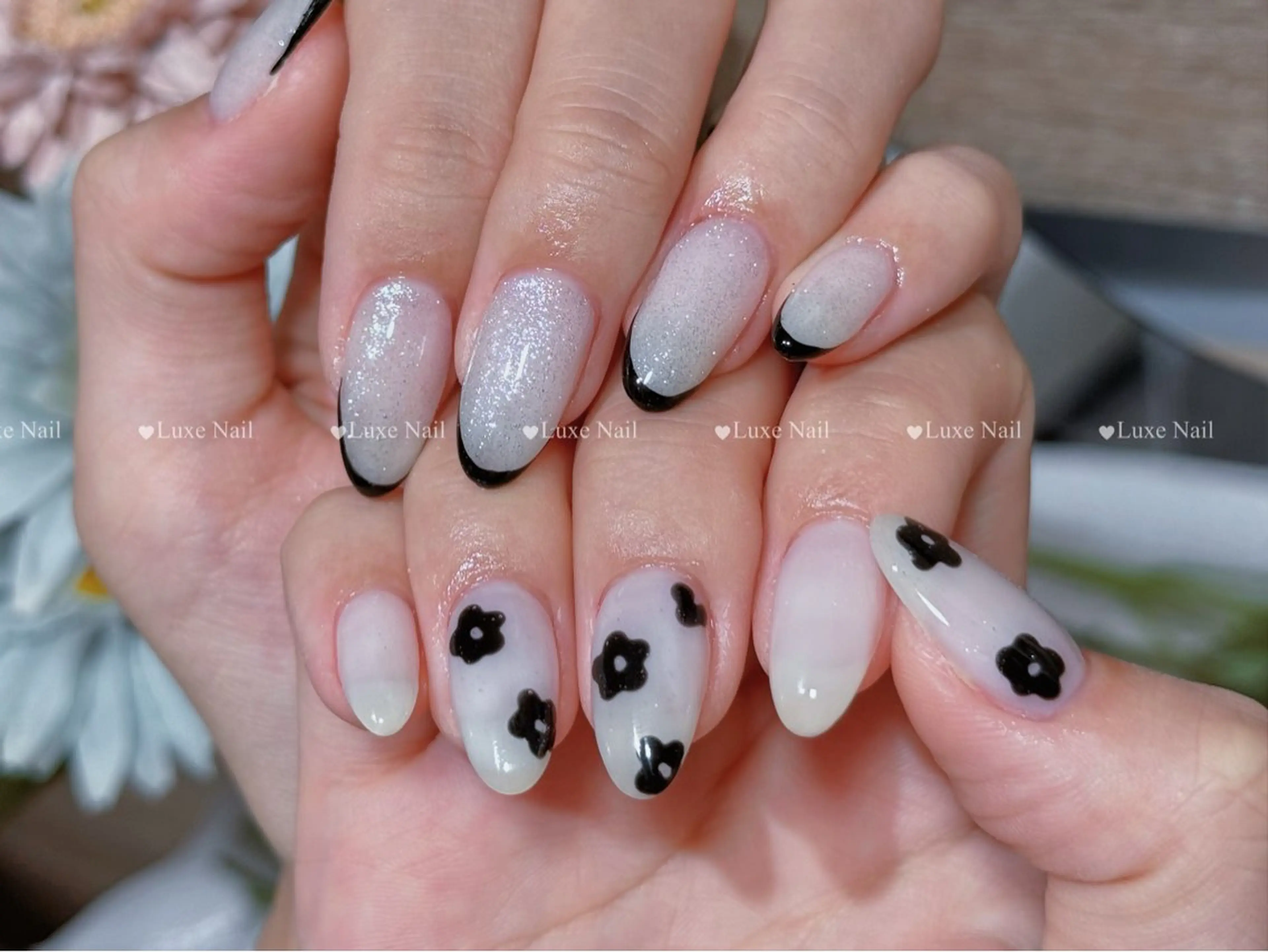 ネイル アートネイル オーロラネイル カジュアル クリアネイル 長さ出し ハンドネイル Luxe Nail Salonのネイルデザイン