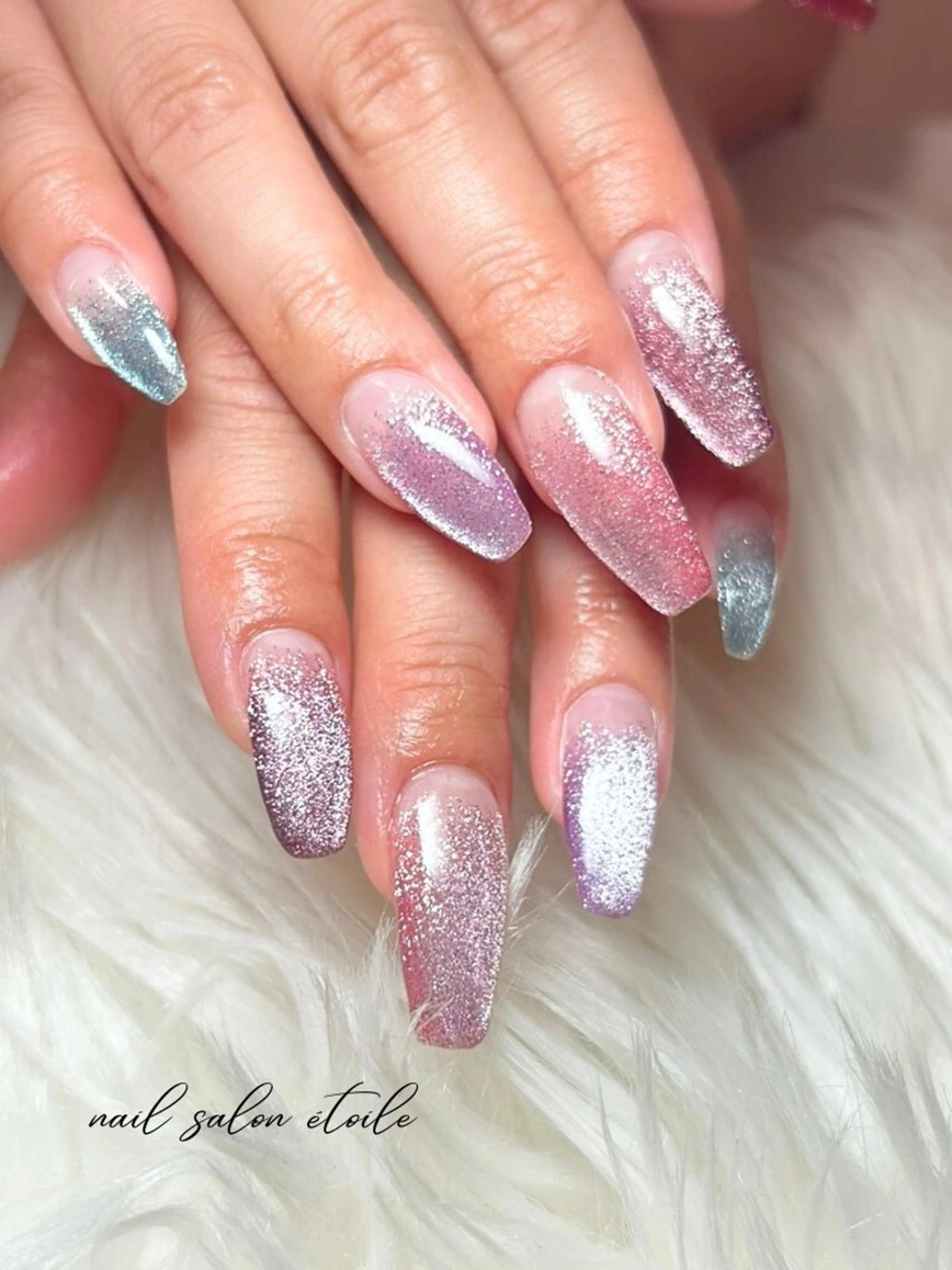 ネイル フラッシュネイル フラッシュマグ ロングネイル マグネットネイル ハンドネイル nail salon étoileのネイルデザイン