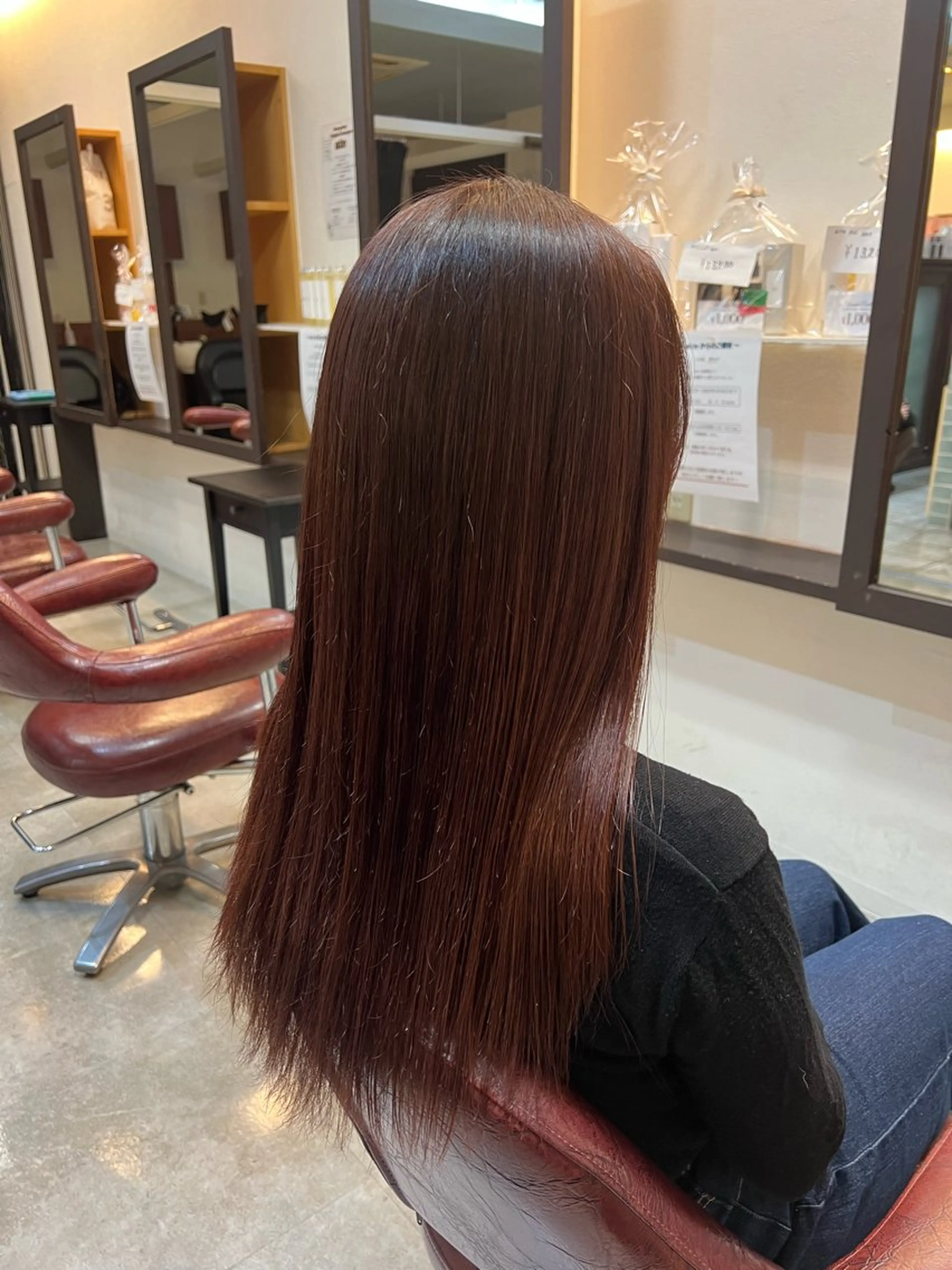 ロング カラー ブラウンカラー ピンクカラー ピンクブラウン 吉岡 なみのヘアスタイル