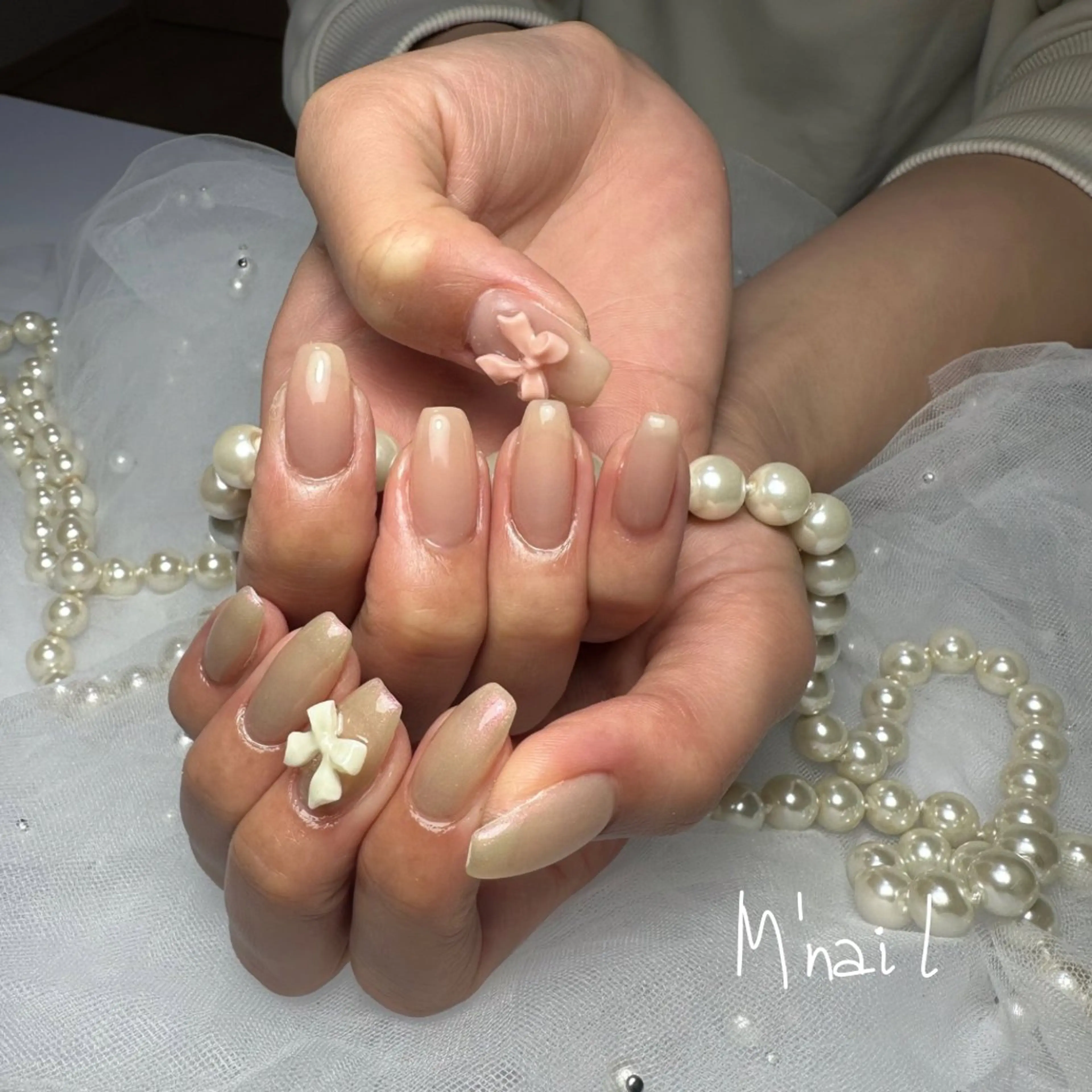 ネイル リボン ハンドネイル M' nailのネイルデザイン